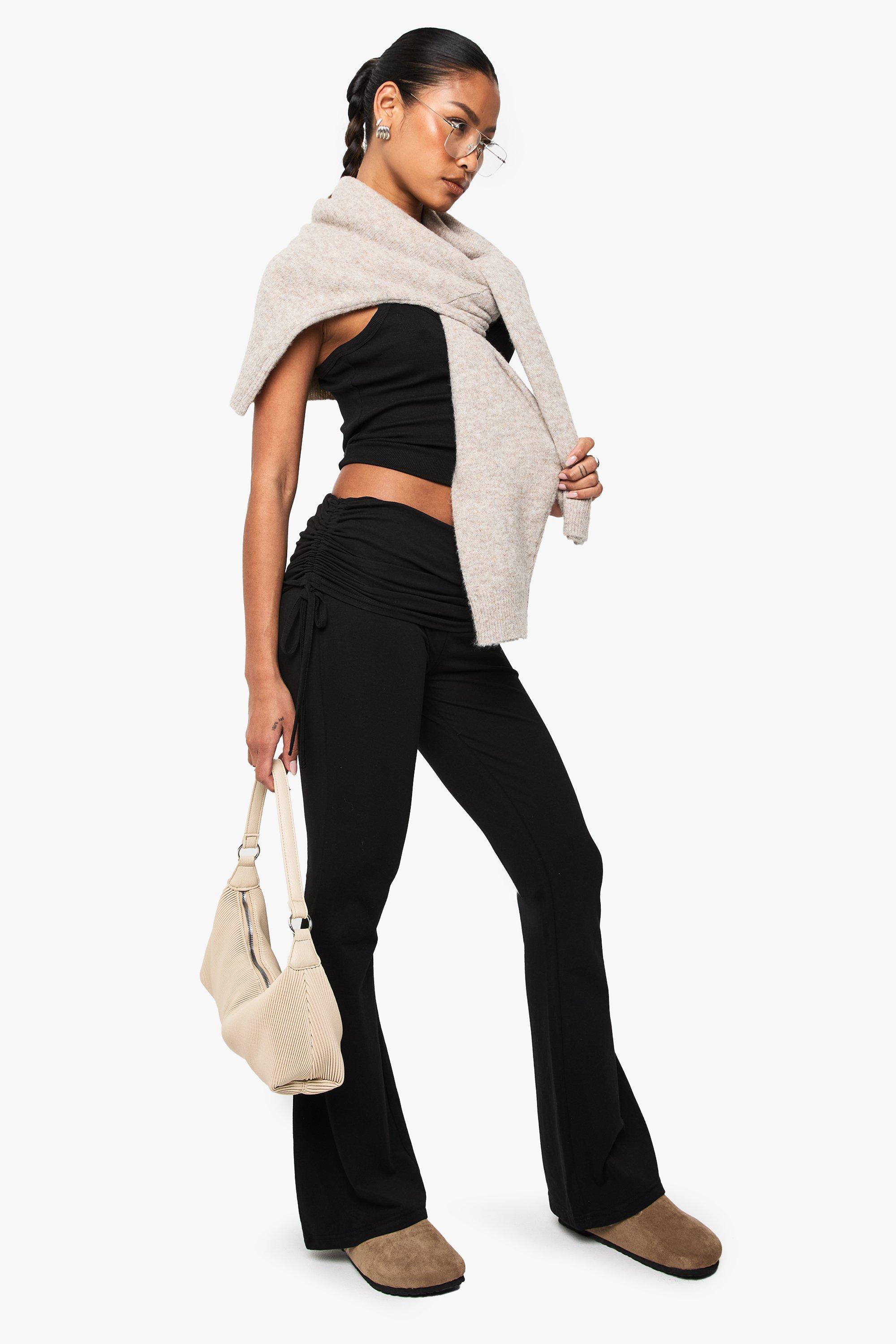 Image of Legging a zampa BOOHOO BASICS IN VITA PIEGHEVOLE, Nero