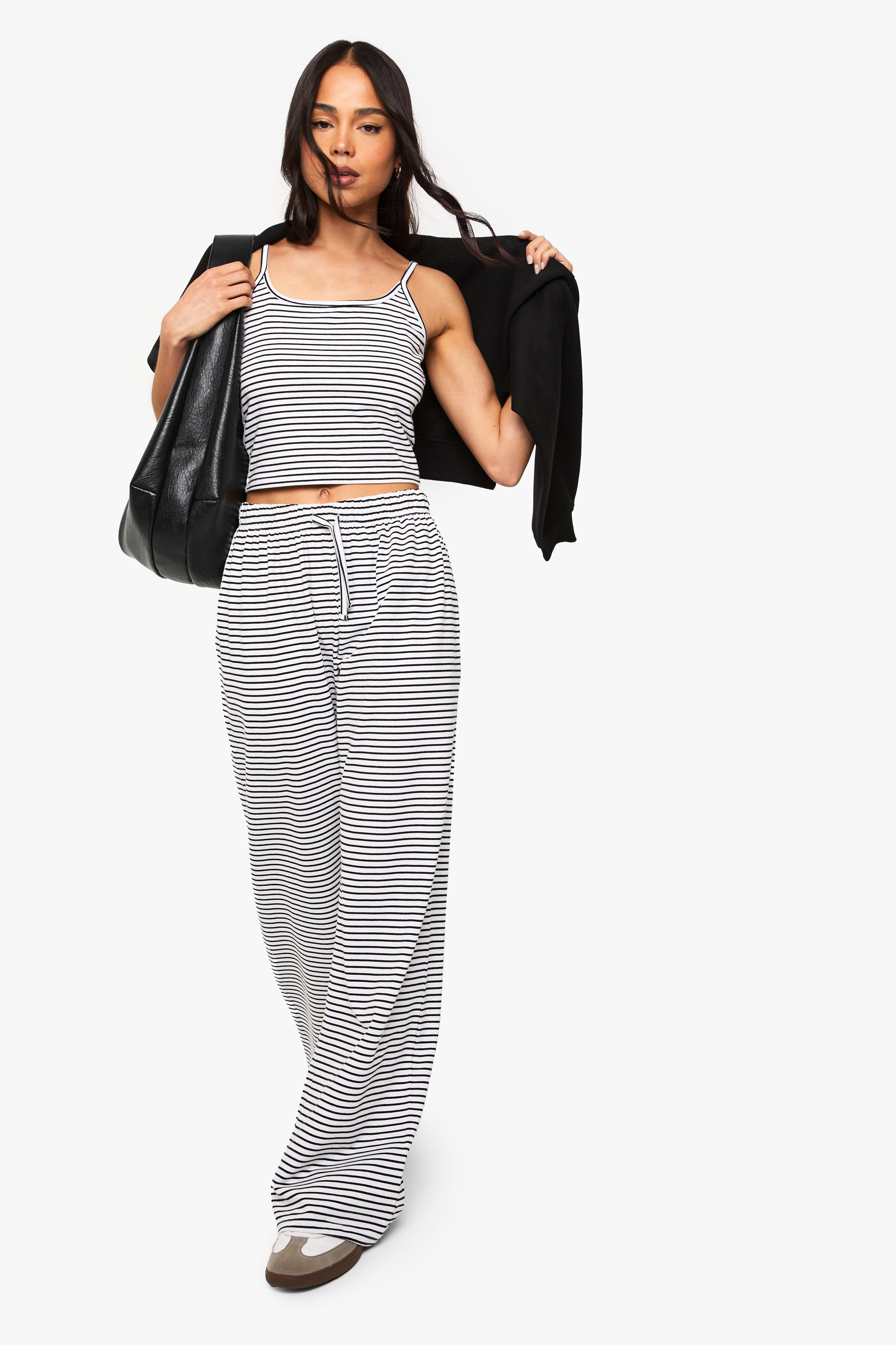 Image of Pantaloni dritti a righe, Nero & Bianco