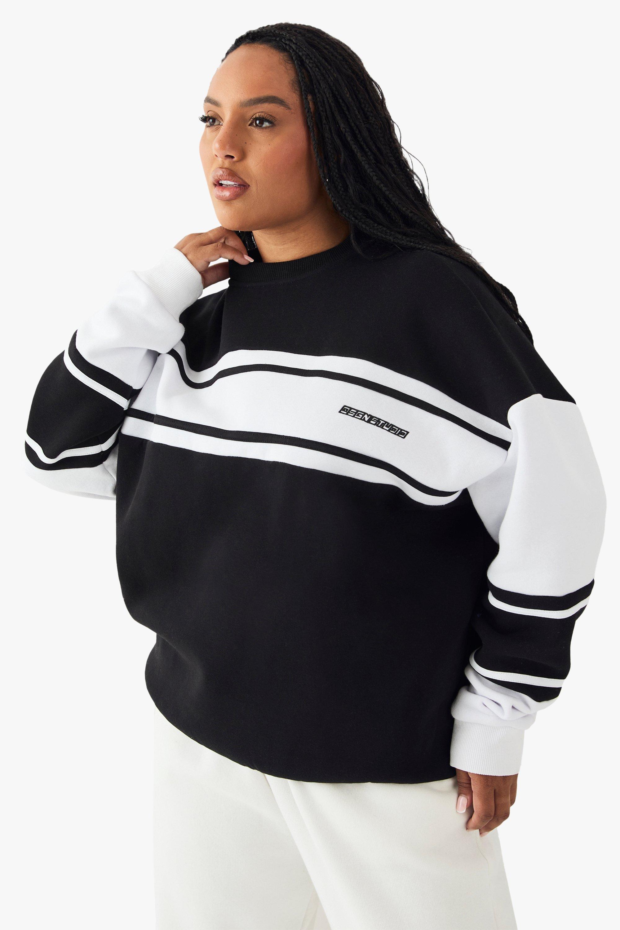 Image of FELPA Plus Size DSGN STUDIO A BLOCCHI DI COLORE, Nero