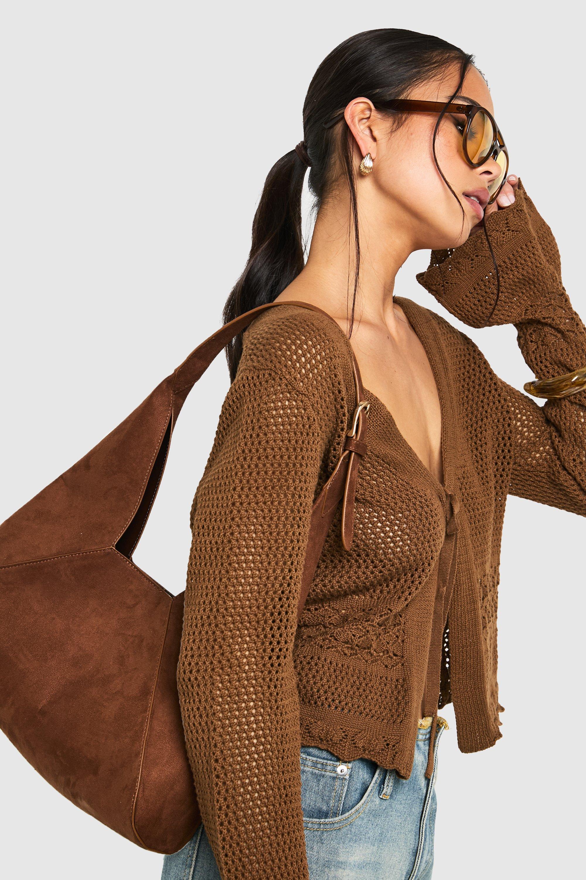 Click to view product details and reviews for Womens Faux Suede Panel Detail Shoulder Bag Brown One Size Brown.