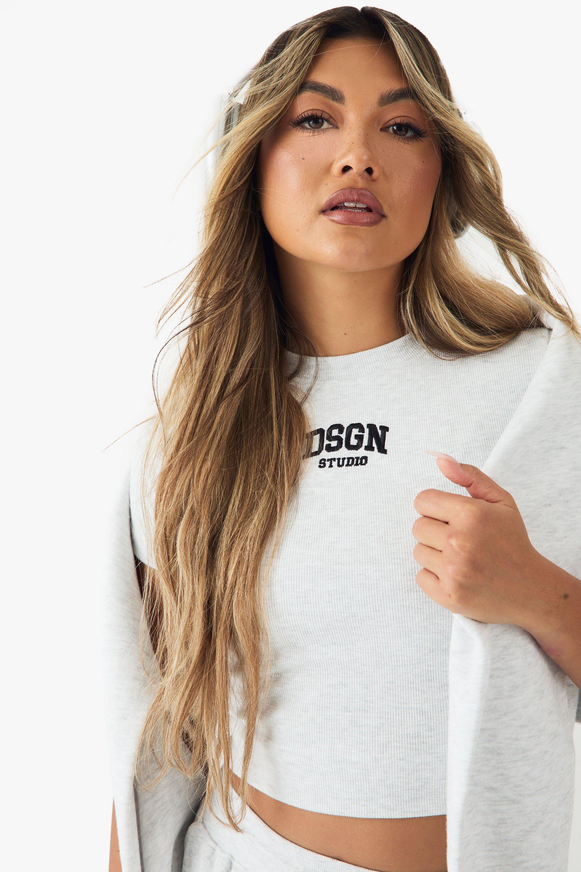 Image of T-shirt da neonato DSGN STUDIO COLLEGIATE CON RICAMO A COSTE, Grigio