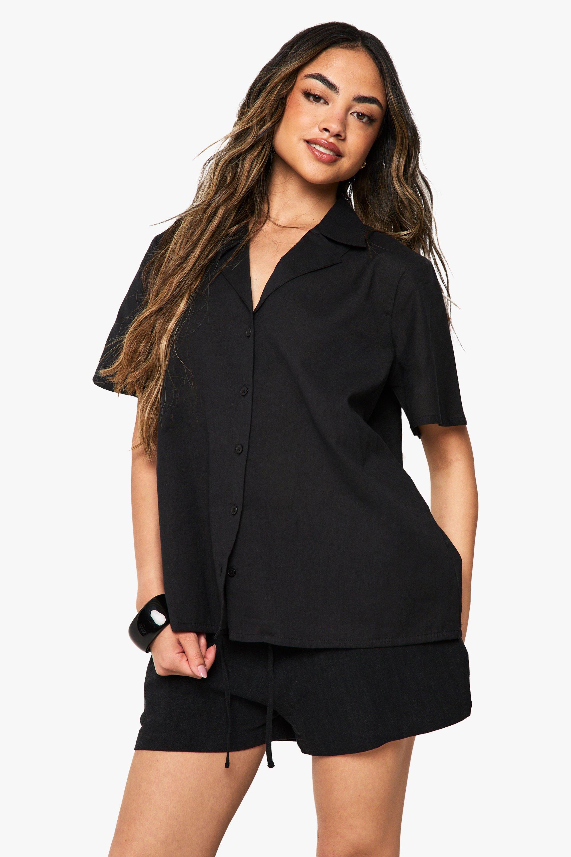Image of Camicia Resort oversize a maniche corte, Nero