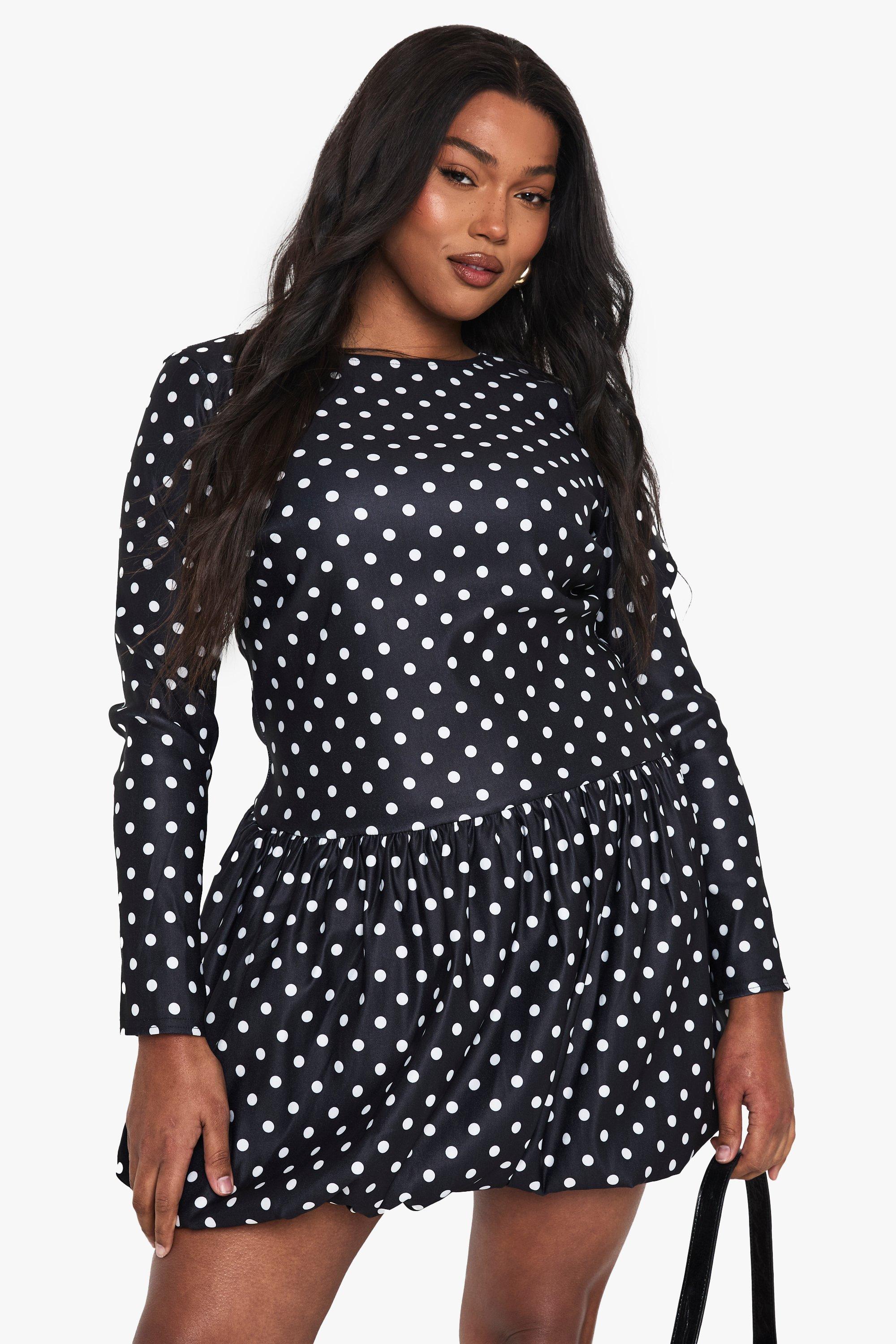 Boohoo Plus Mini Jurk Met Stippen, Black