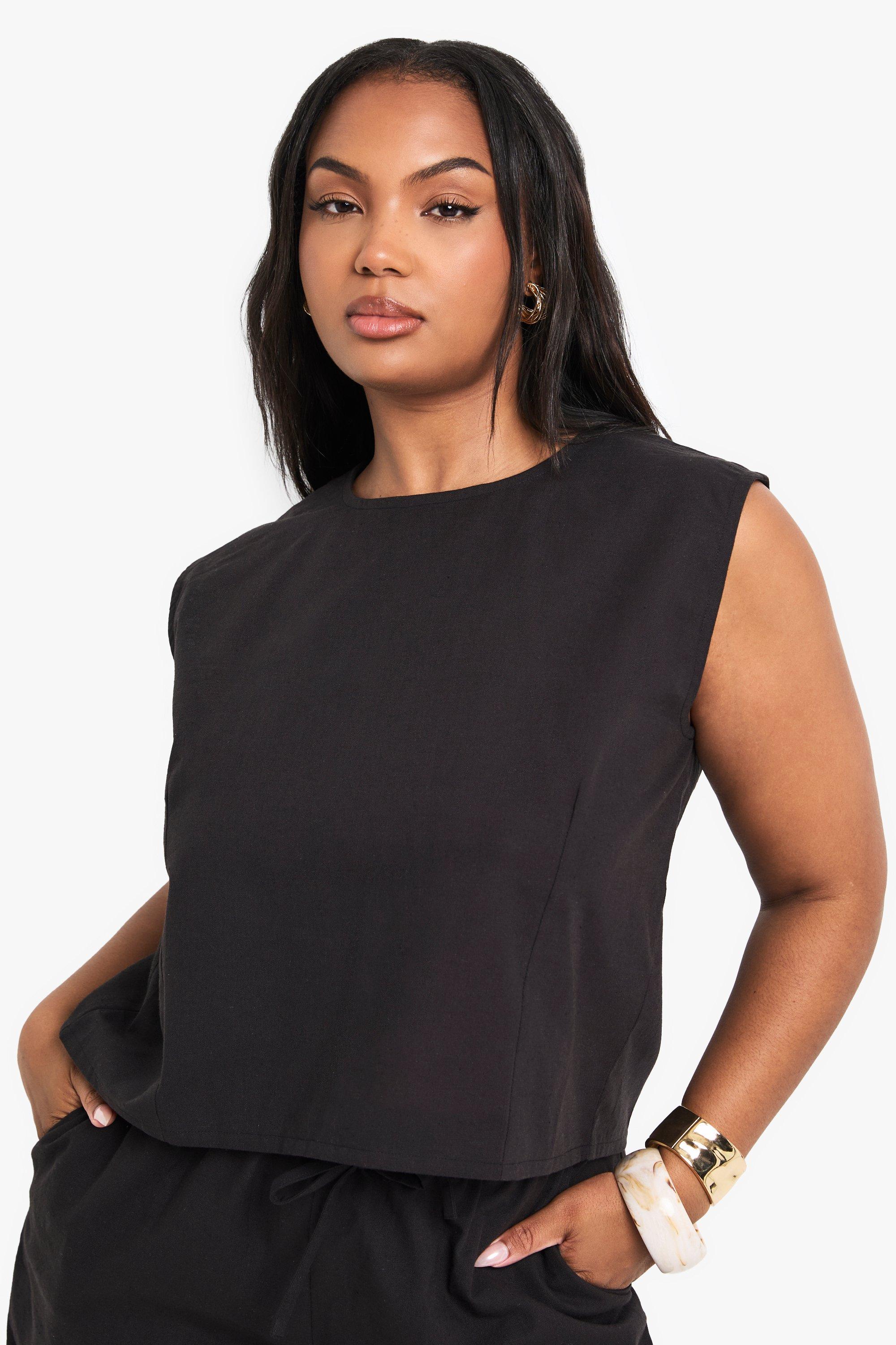 Grande Taille - Crop Top Oversize - Noir - 48, Noir