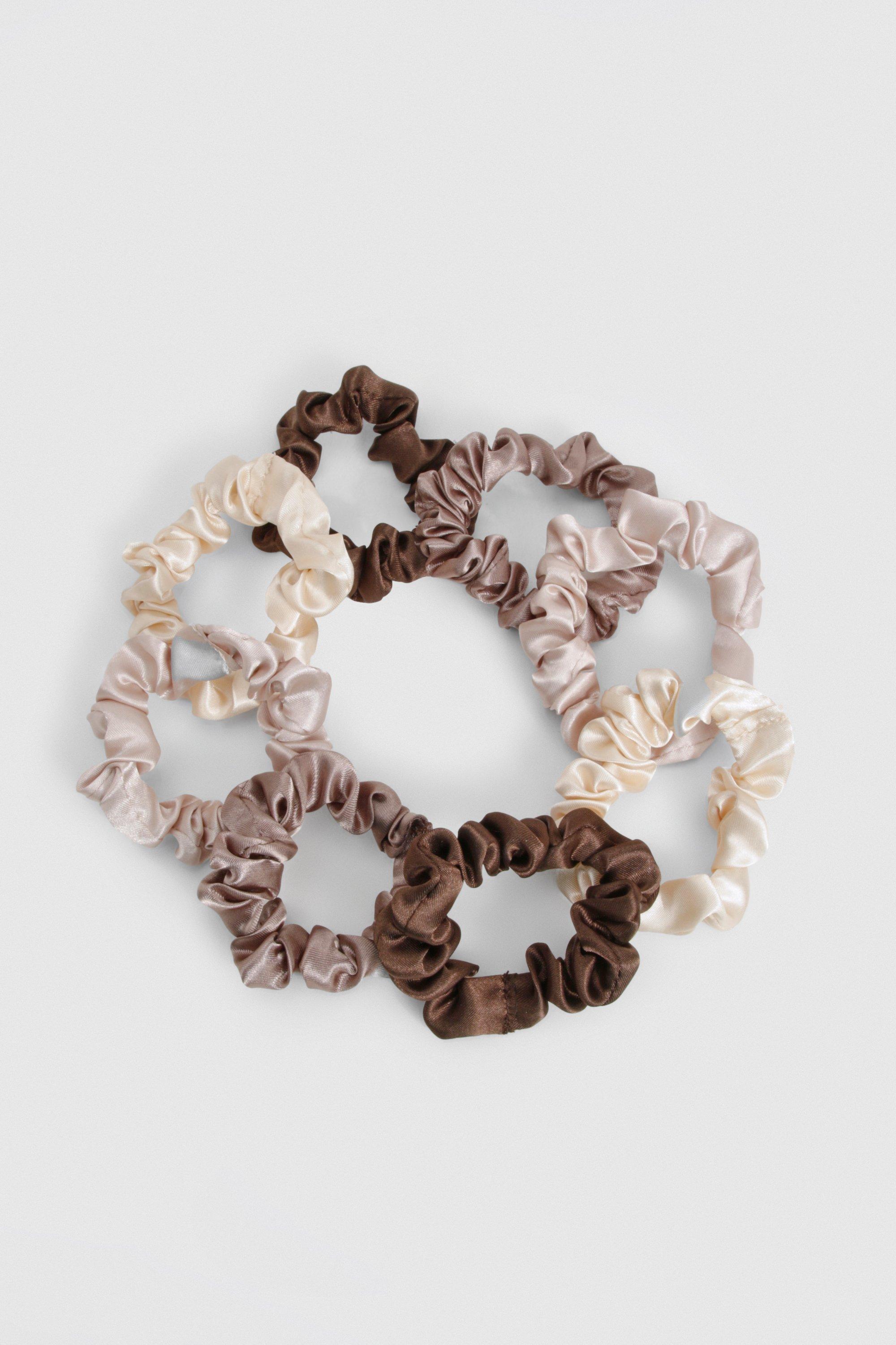 Image of Elastici per capelli in raso tono su tono - multipack, Brown