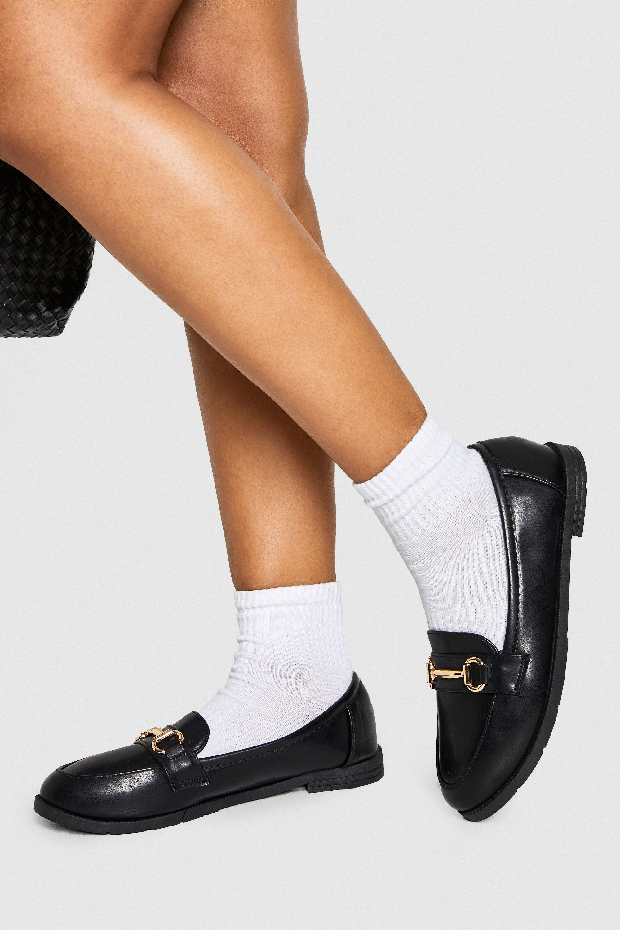 Boohoo Basic Loafers Met Hardware Detail, Black