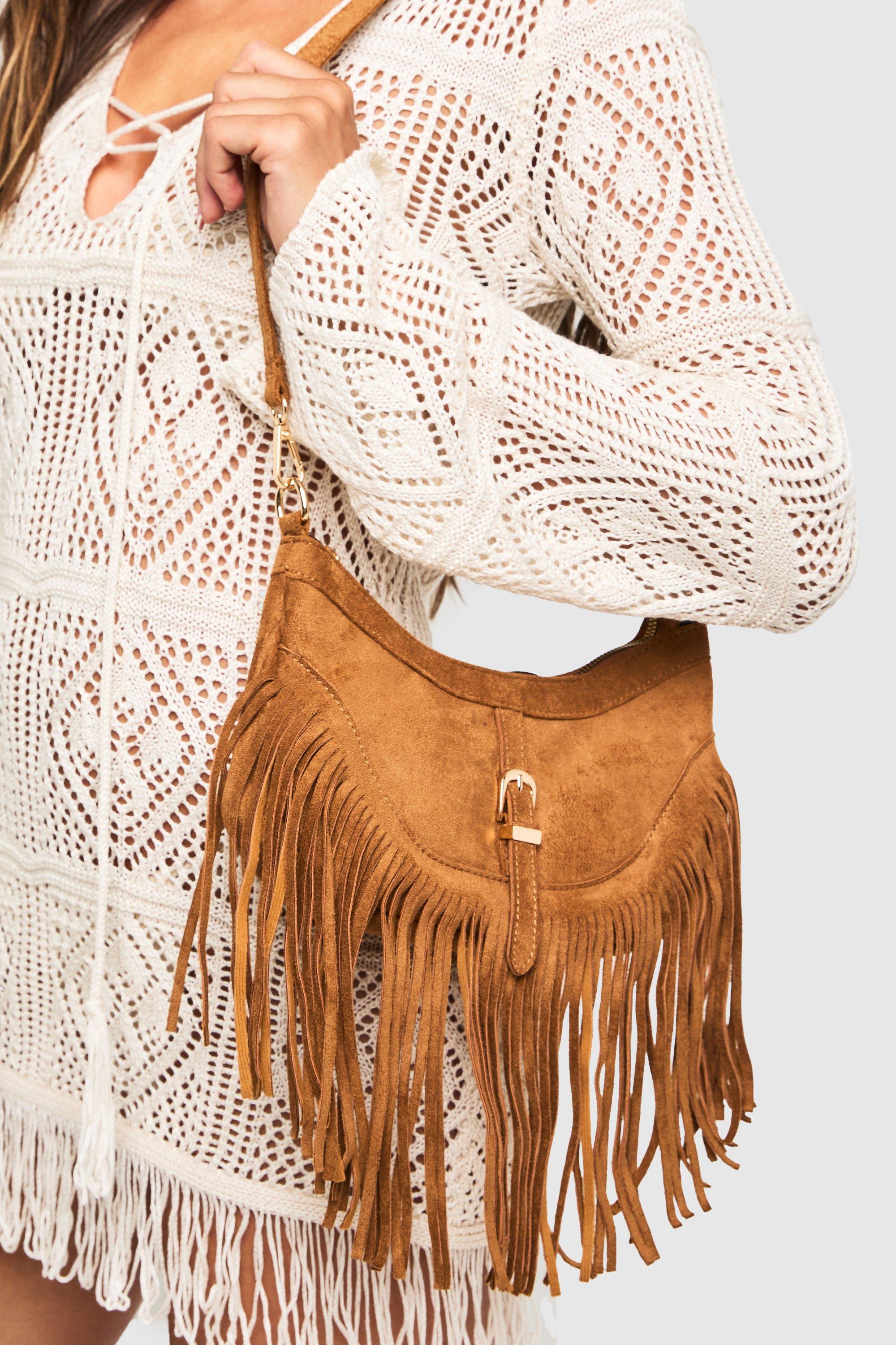 Click to view product details and reviews for Womens Fringe And Buckle Detail Shoulder Bag Beige One Size Beige.