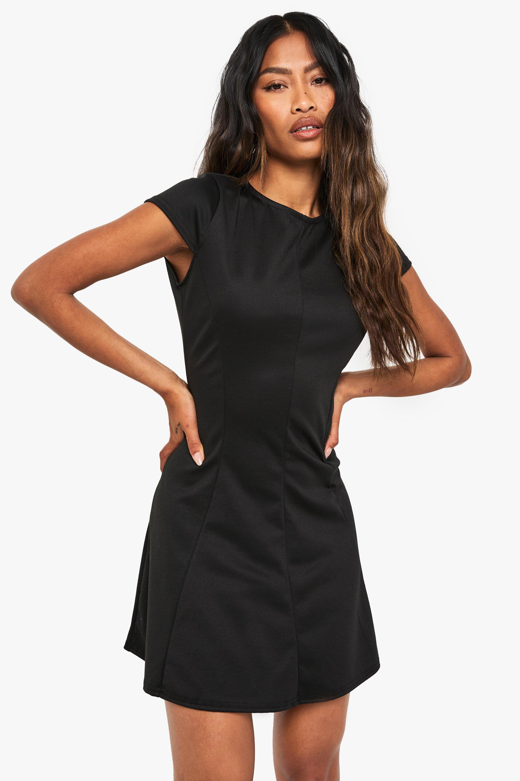 Boohoo Skater Jurk Met Kapmouwen, Black