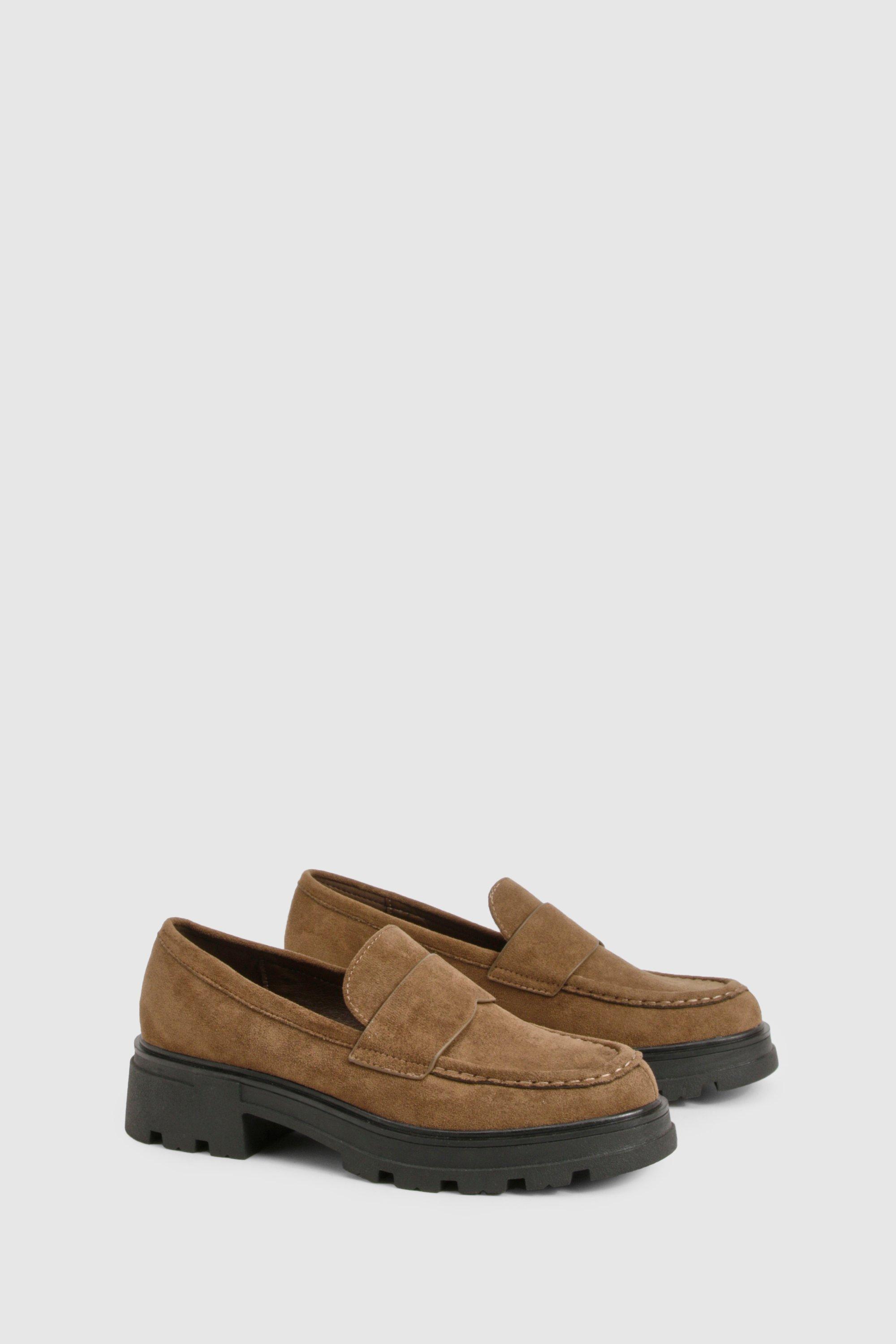 Boohoo Faux Suede Chunky Loafers, Taupe