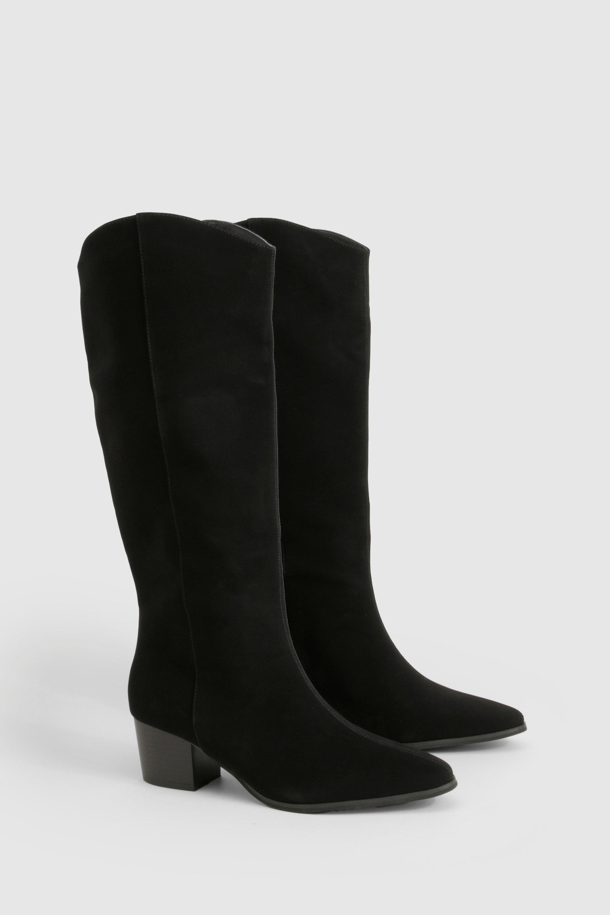 Boohoo Clean Western Day Cowboy Boots, Black