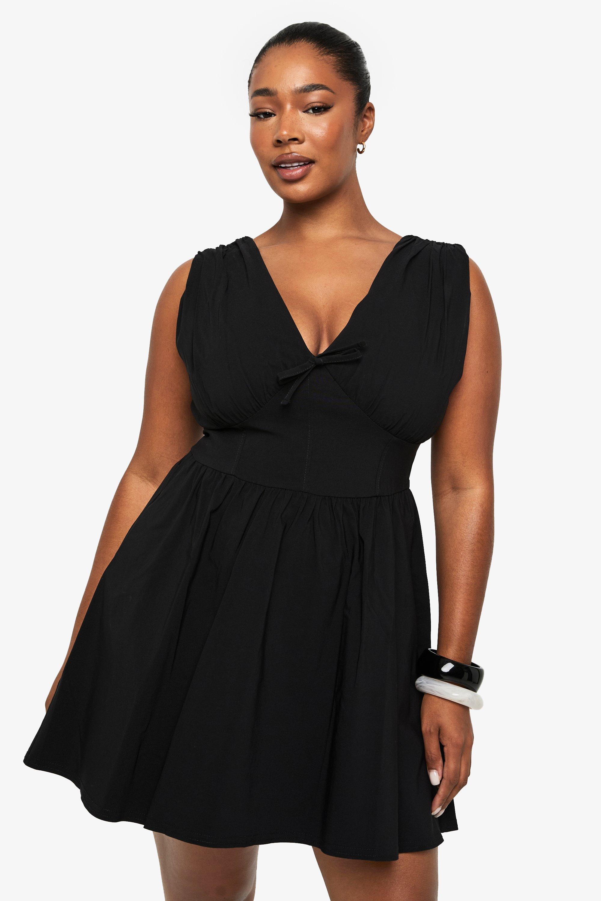 Image of ABITO SKATER Plus Size con corsetto e laccetti, Nero