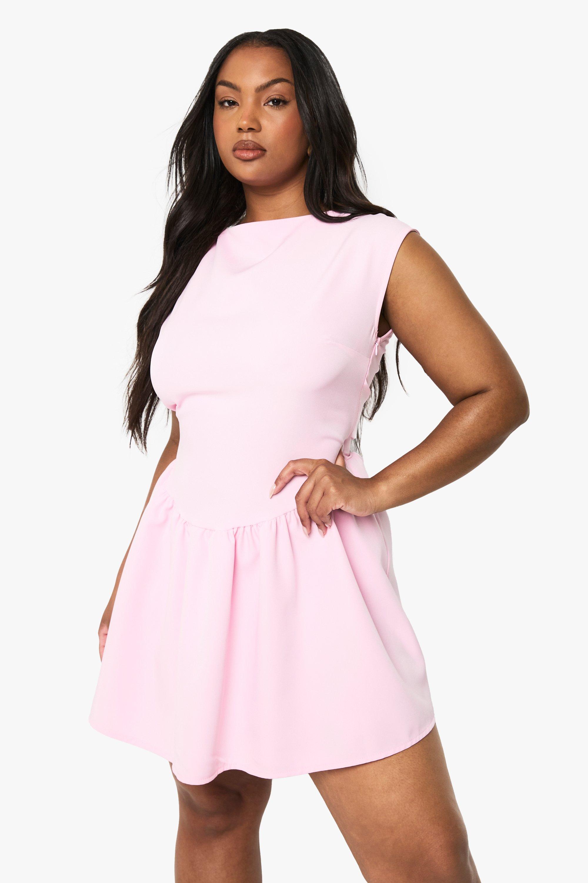 Image of Miniabito Plus Size con collo all'americana, Pink