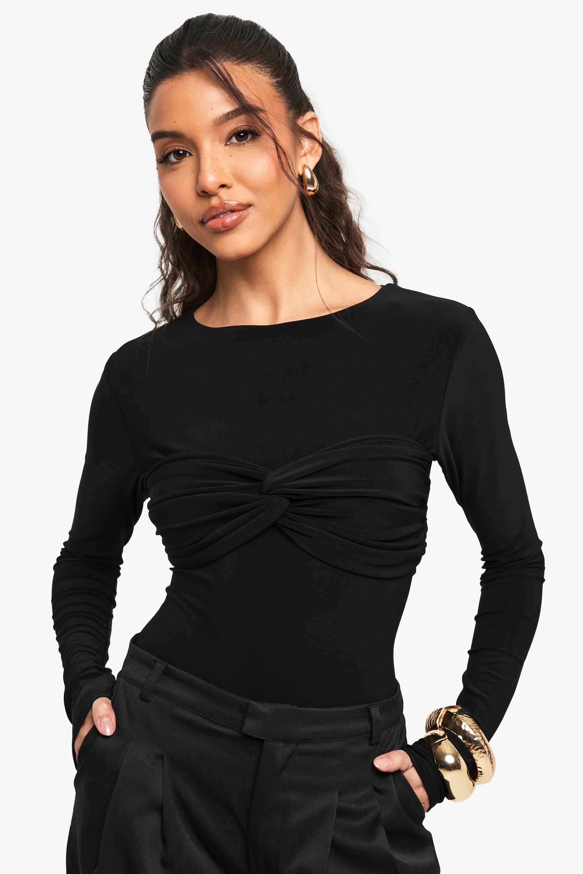 Image of Body seducente su due livelli con nodo frontale, Nero