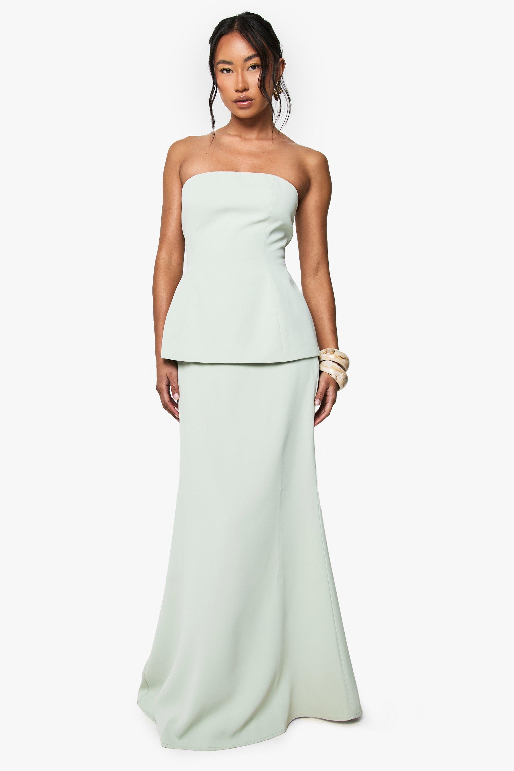 Boohoo Geweven Maxi Slip Rok, Sage