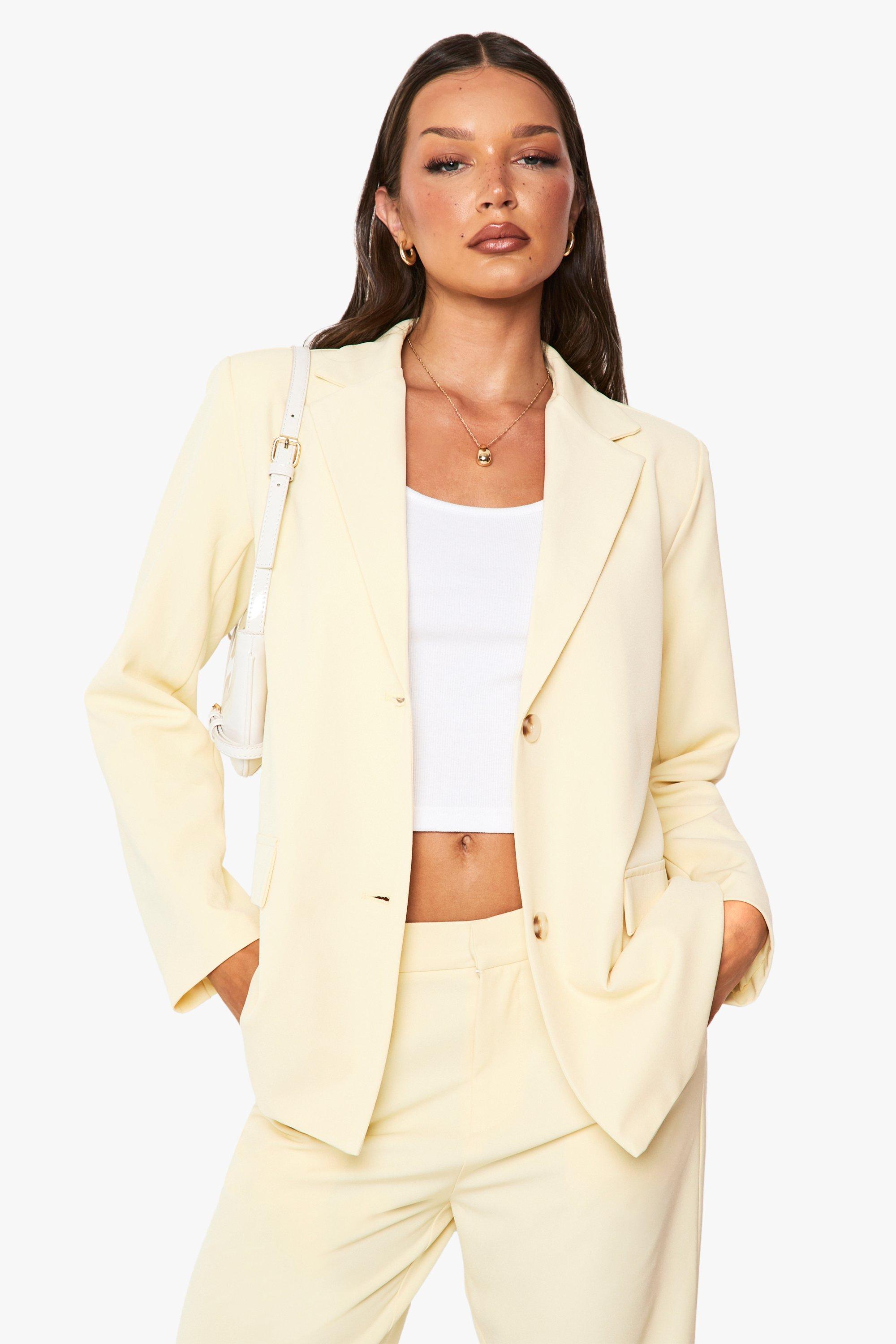 Boohoo Oversized Getailleerde Blazer, Lemon