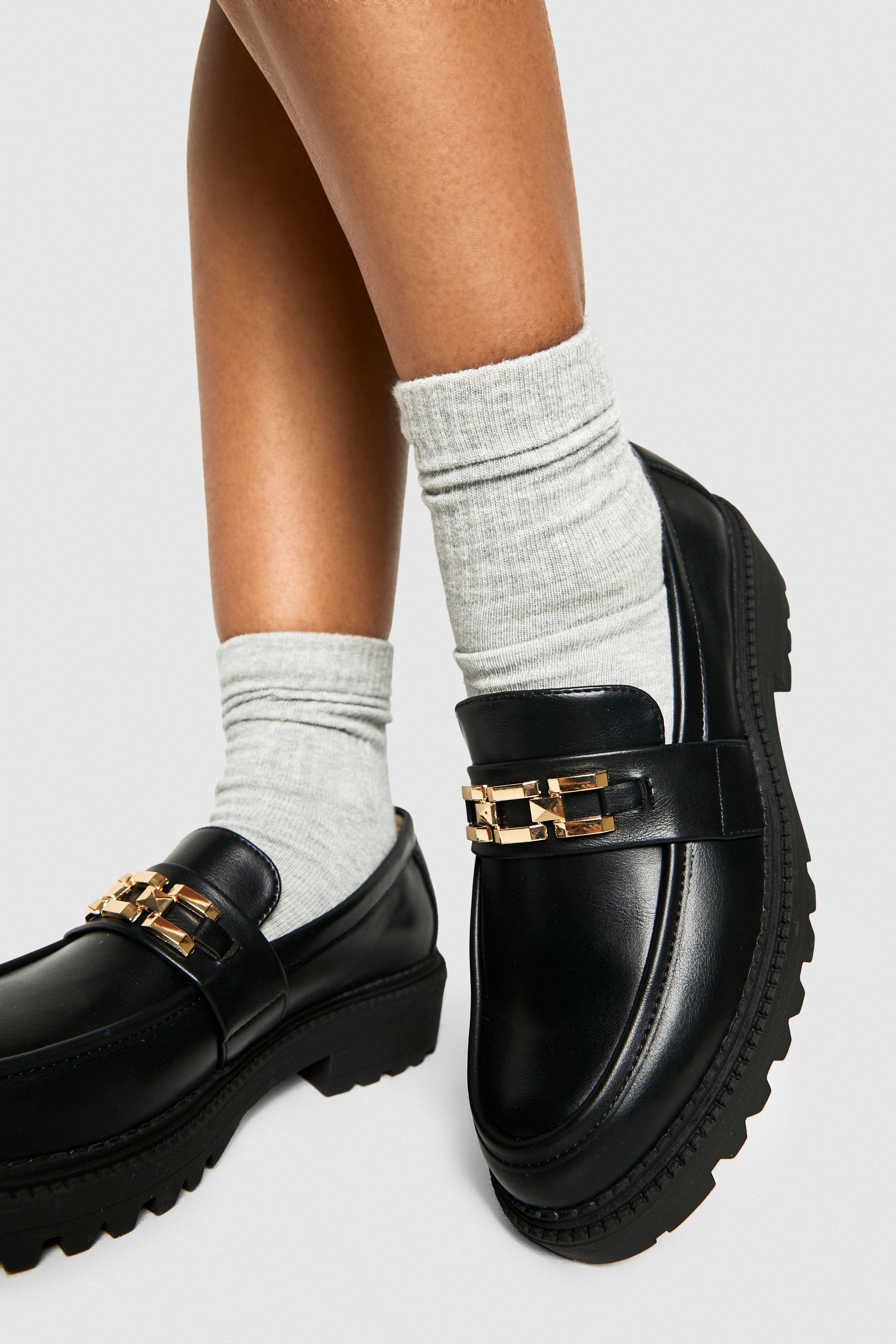 Boohoo Chain Detailed Chunky Loafer, Black