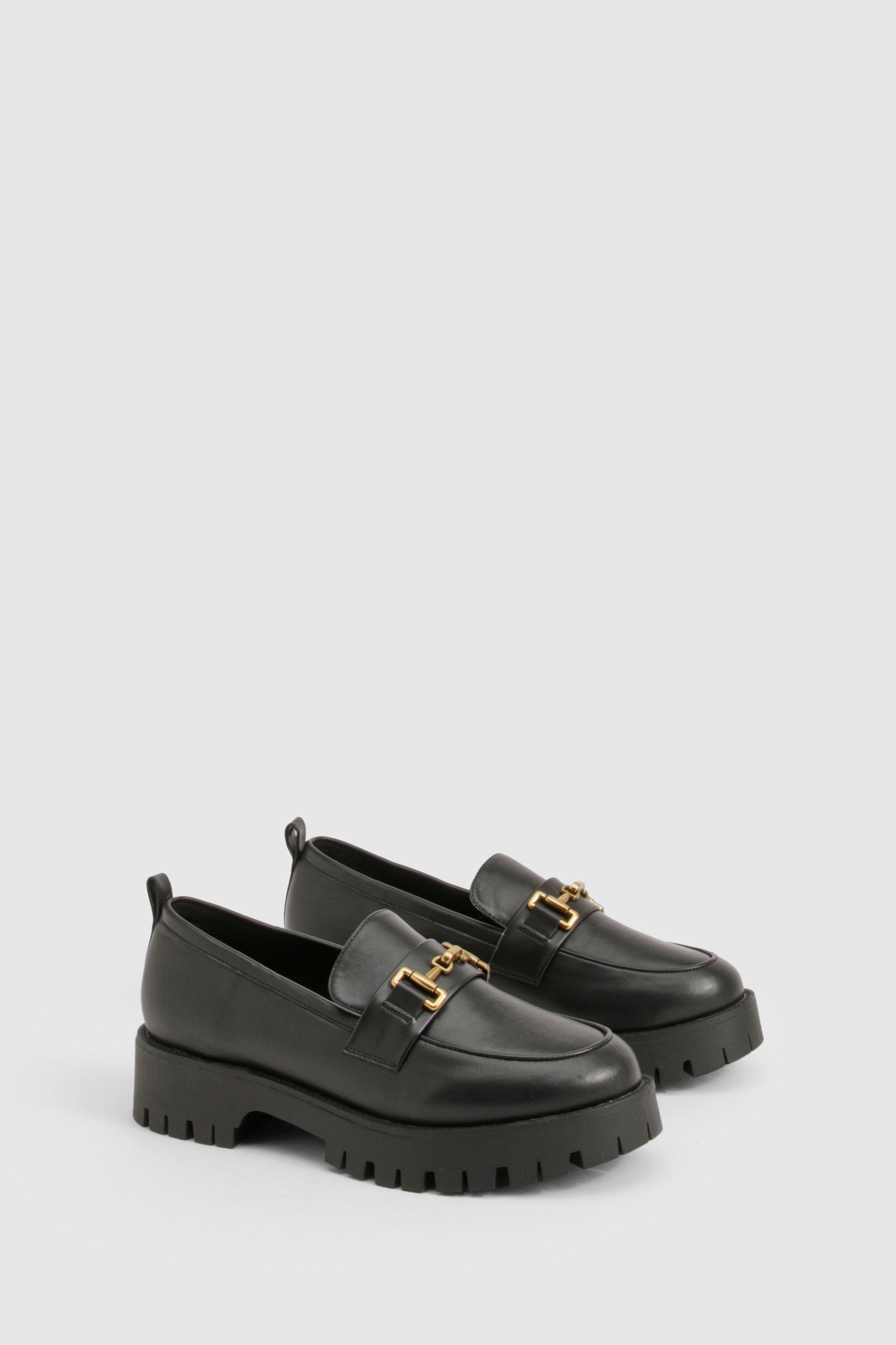Boohoo Wide Fit Chunky Hardware Loafer, Black