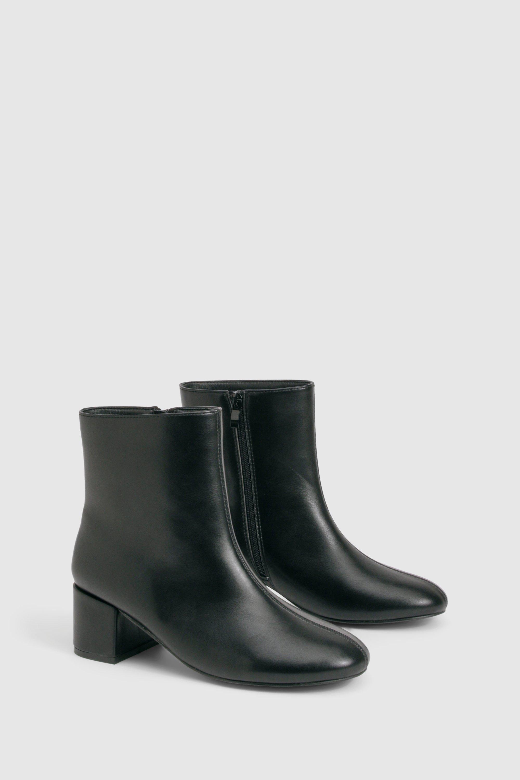 Image of Wide Fit Block Heel Ankle Boots, Nero