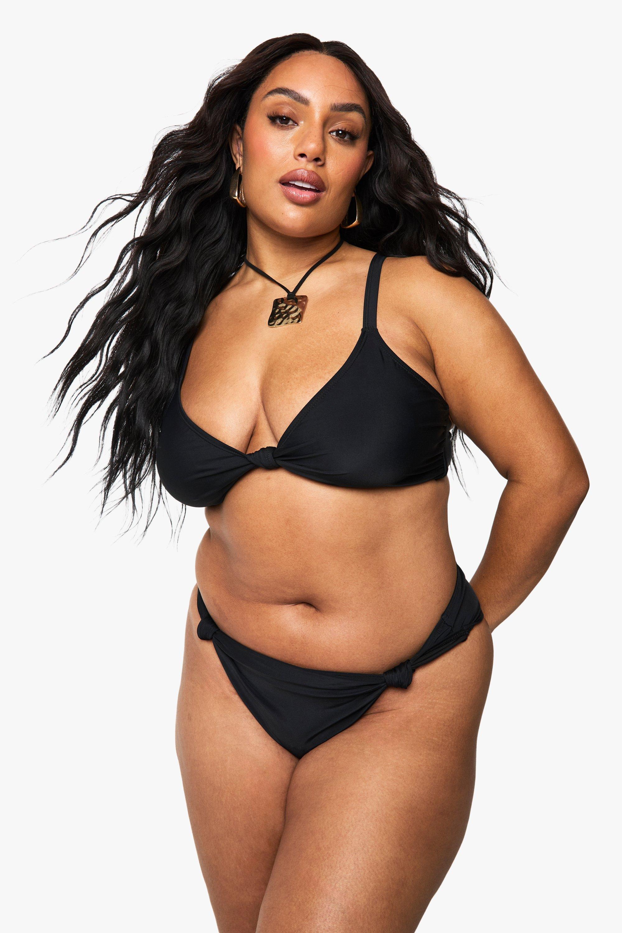 Boohoo Plus Corrigerend Geknoopt Bikini Broekje, Black