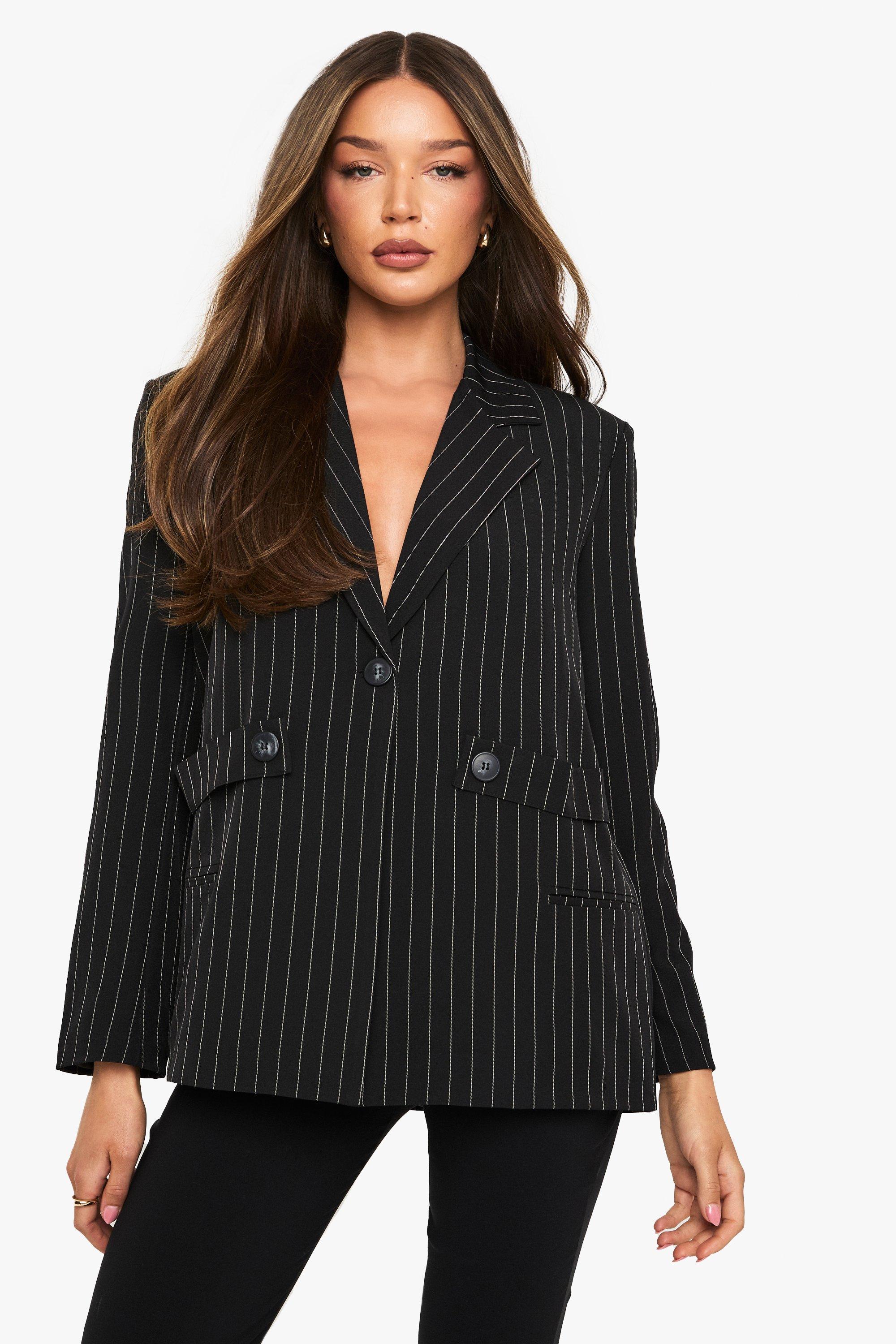 Boohoo Oversized Boxy Blazer Met Stoffen Detail, Black