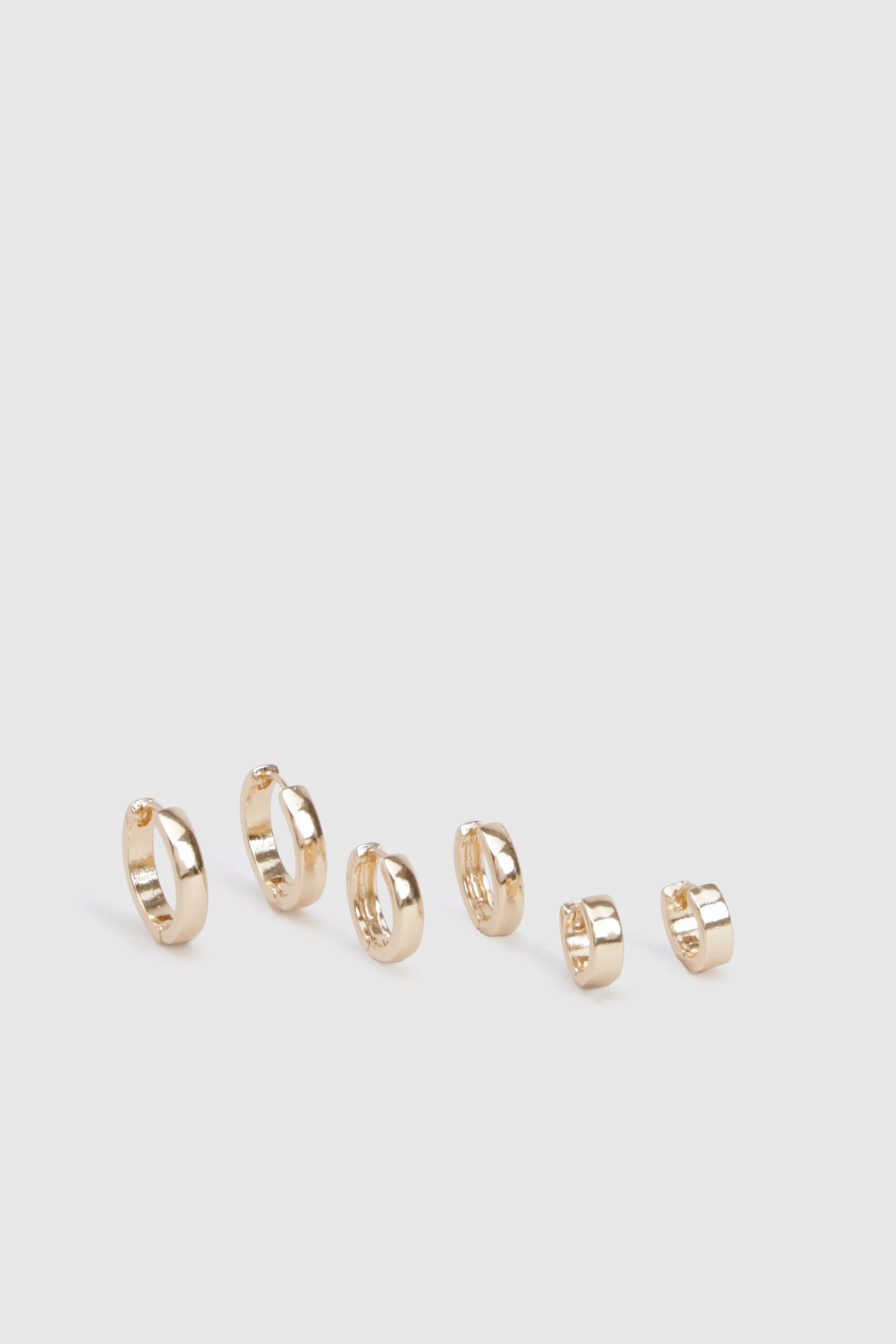 Image of Orecchini a cerchio color oro - set di 3 paia, Metallics