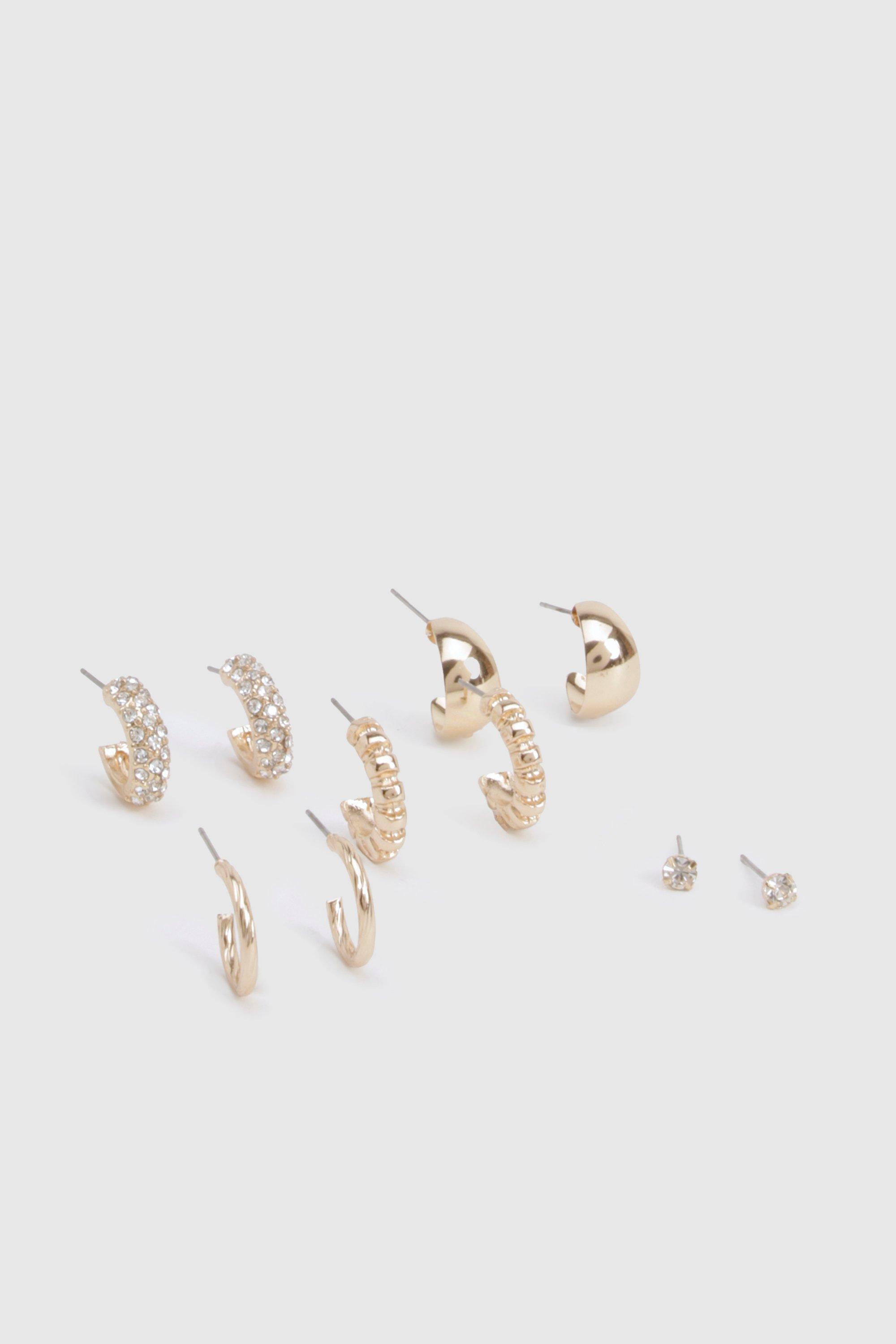 Image of Orecchini a cerchio decorati color oro - set di 5 paia, Metallics
