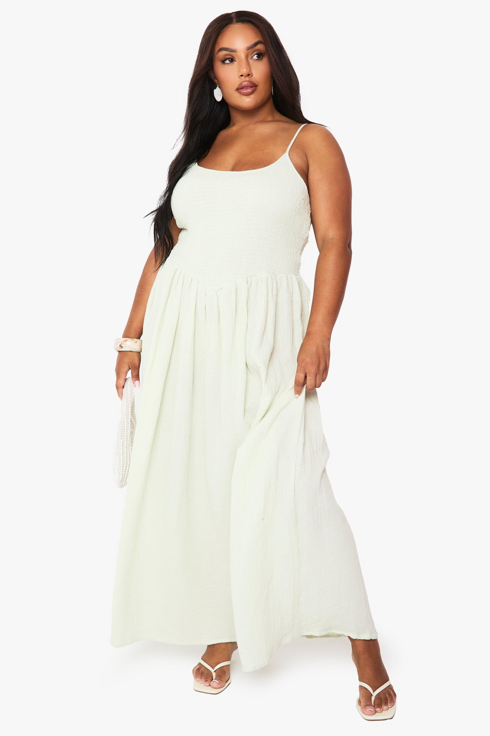 Boohoo Plus Textured Cheesecloth Maxi Dress, Mint