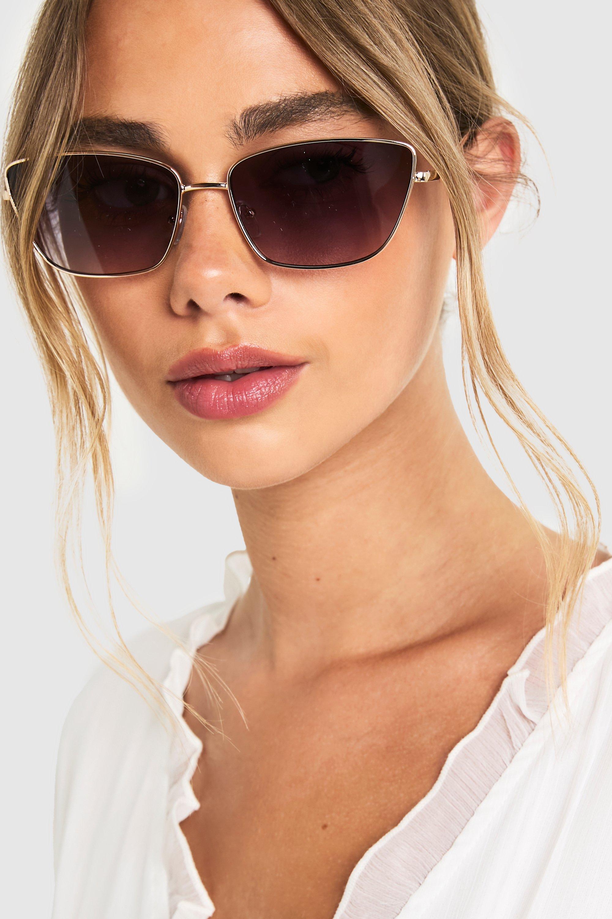 Image of Occhiali da sole Cat Eye con montatura in metallo, Metallics
