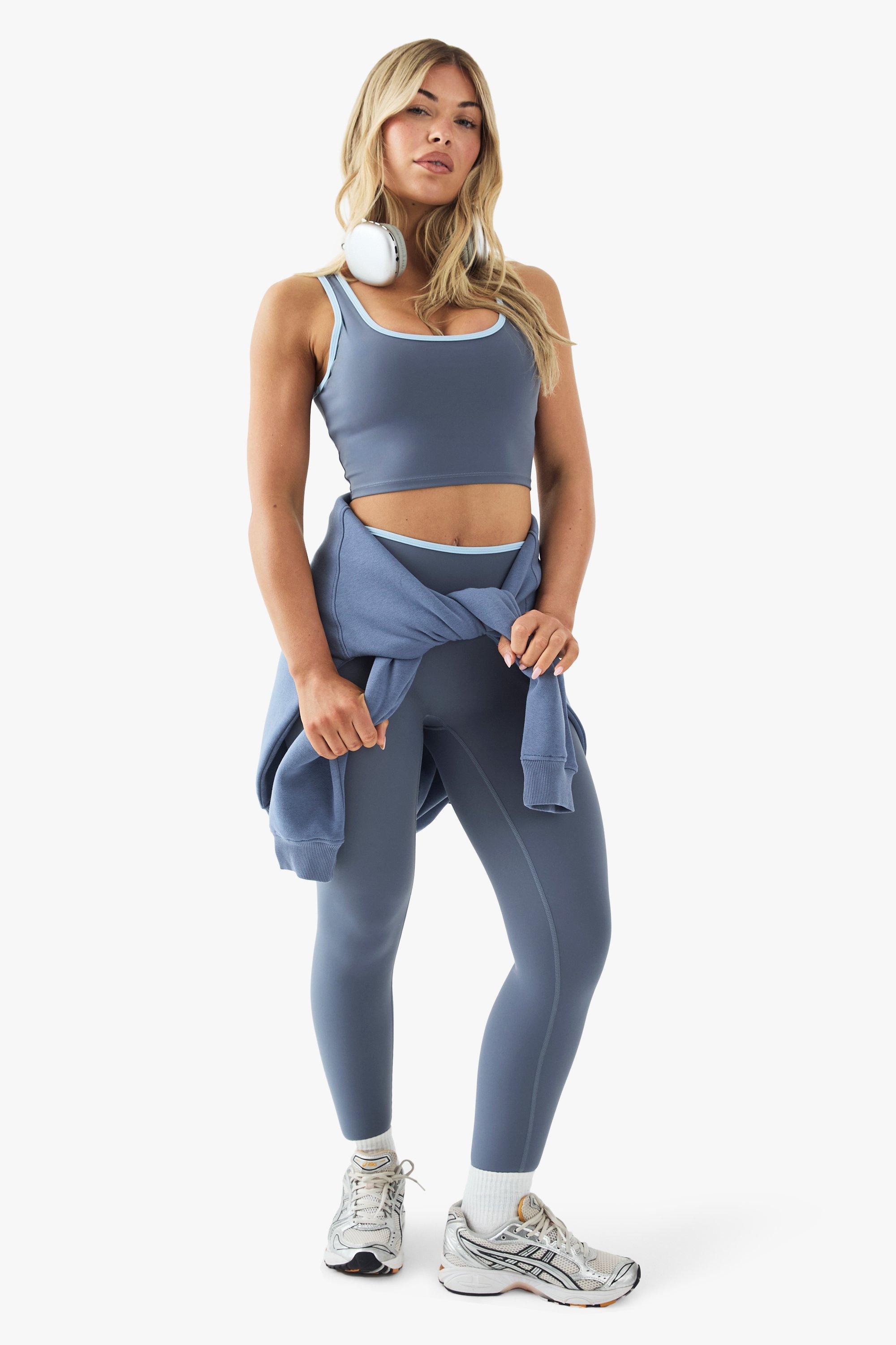 Image of Legging a vita alta Dsgn Studio Sports super morbidi con cordoncino a contrasto, Azzurro