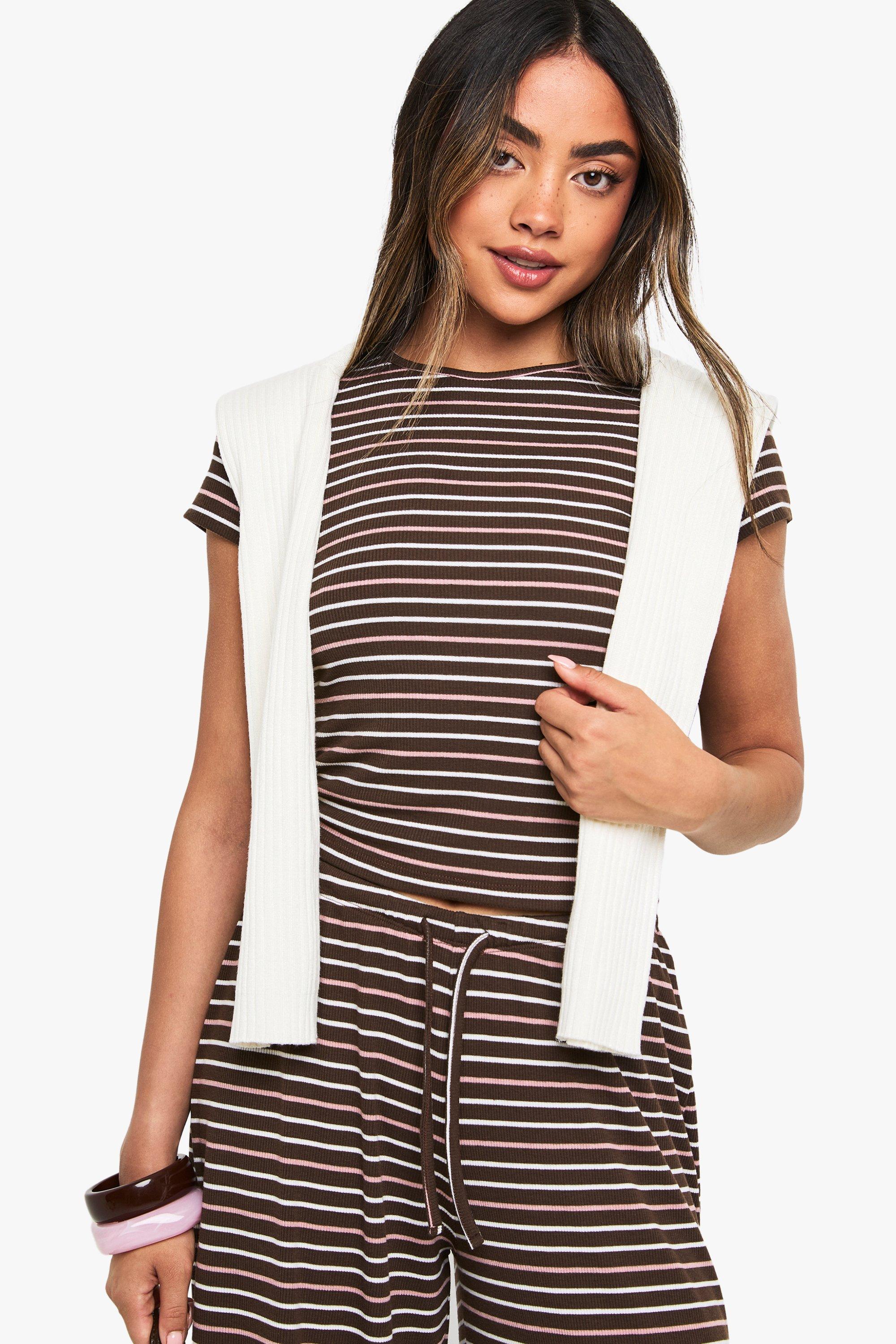 Image of Striped Baby Tee, Brown