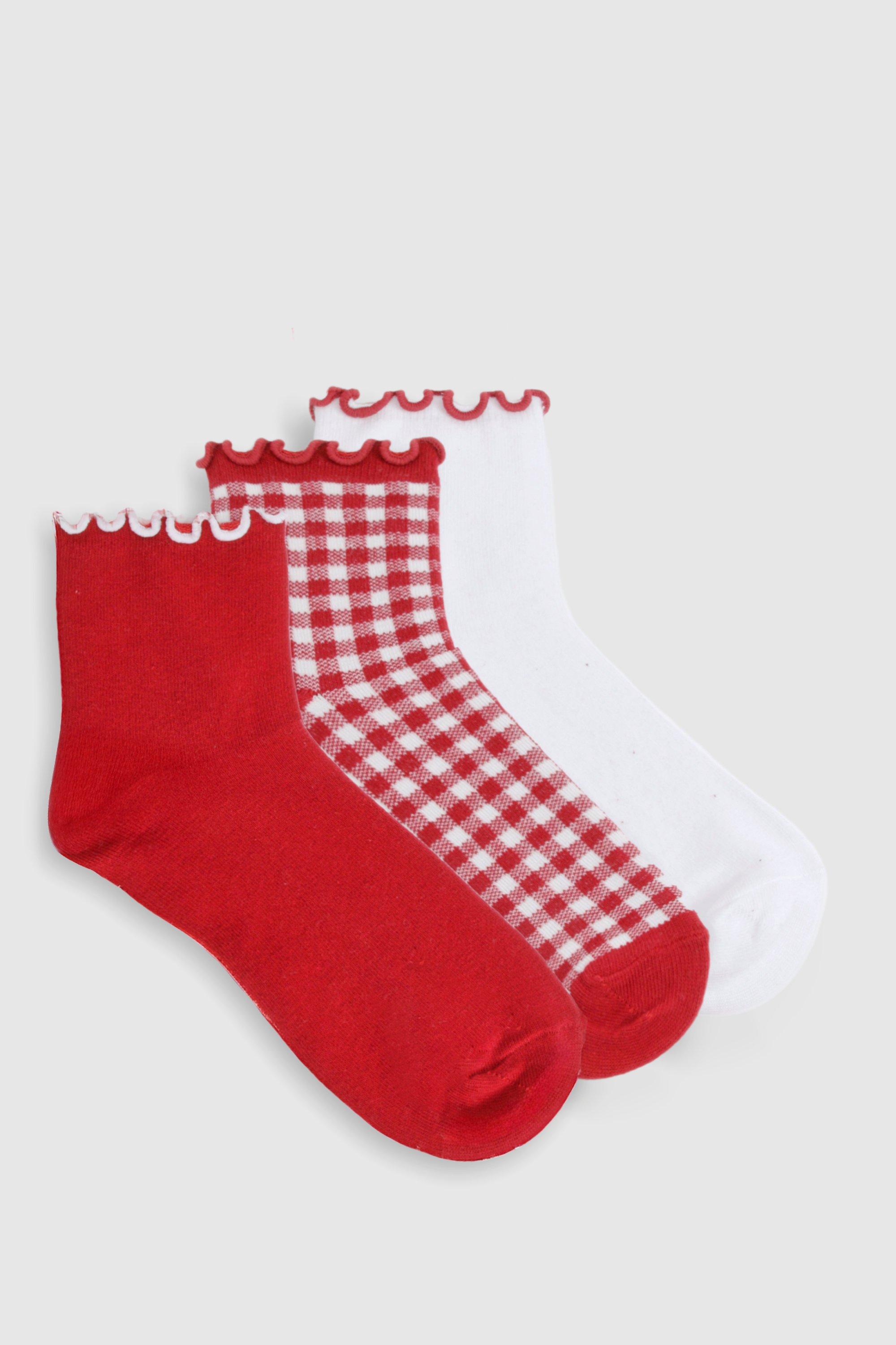 Image of Calzini a contrasto - set di 3 paia, Rosso