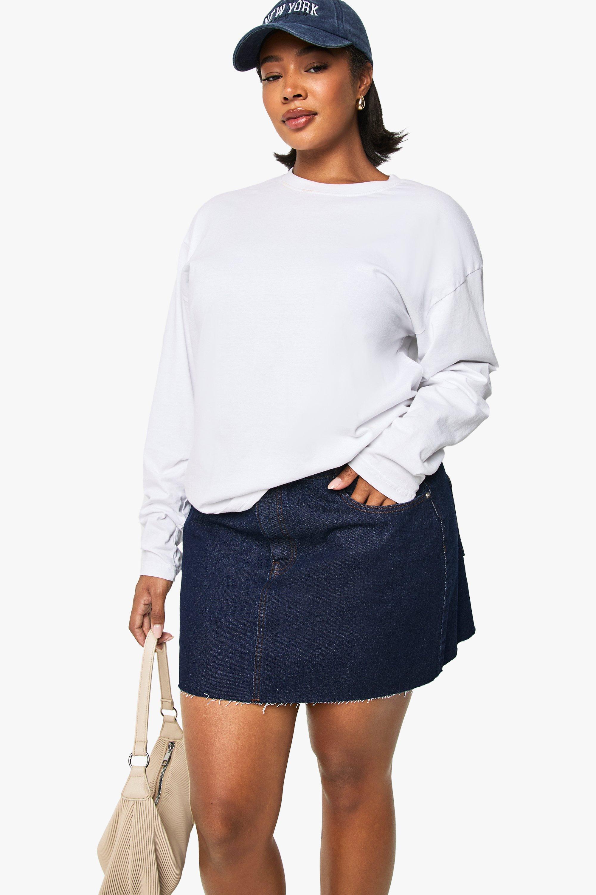Boohoo Plus Mini Spijkerrokje, Indigo