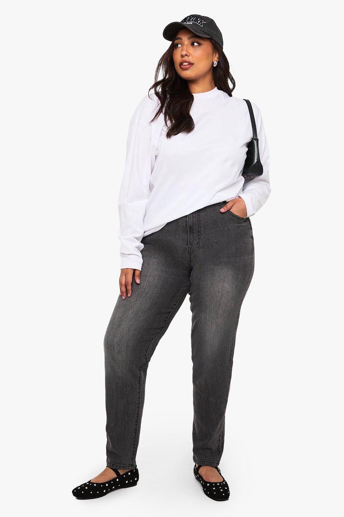 Boohoo Plus Basic Slim Leg Jeans, Mid Grey