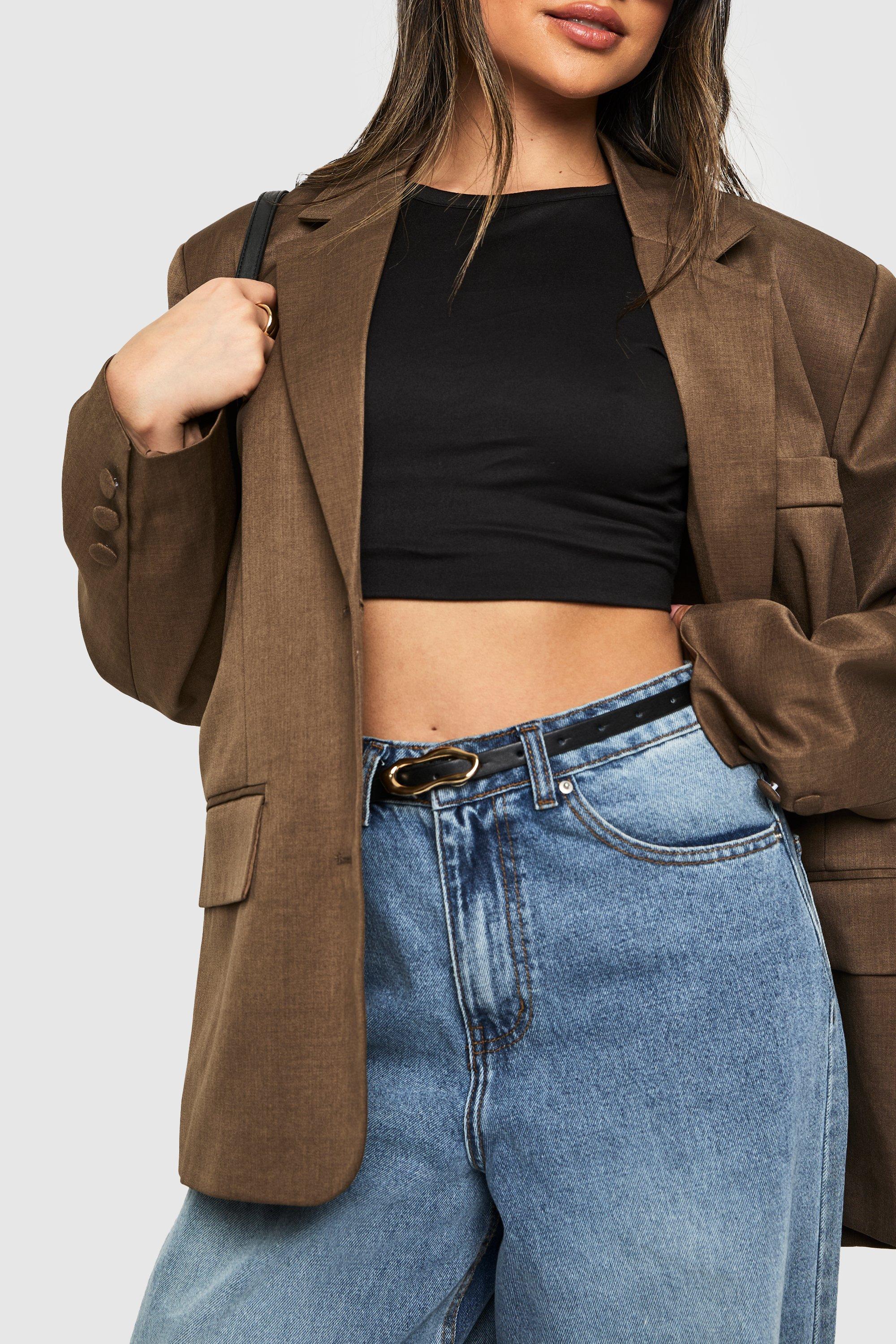 Click to view product details and reviews for Womens Abstract Hardware Skinny Belt Black One Size Black.