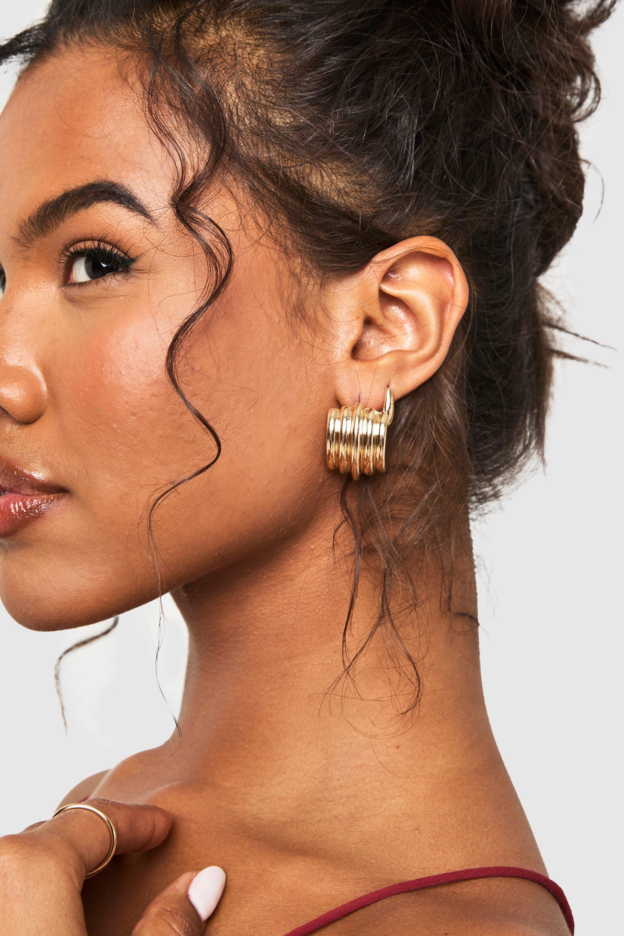 Image of Orecchini Fashion Statement color oro con cresta, Metallics