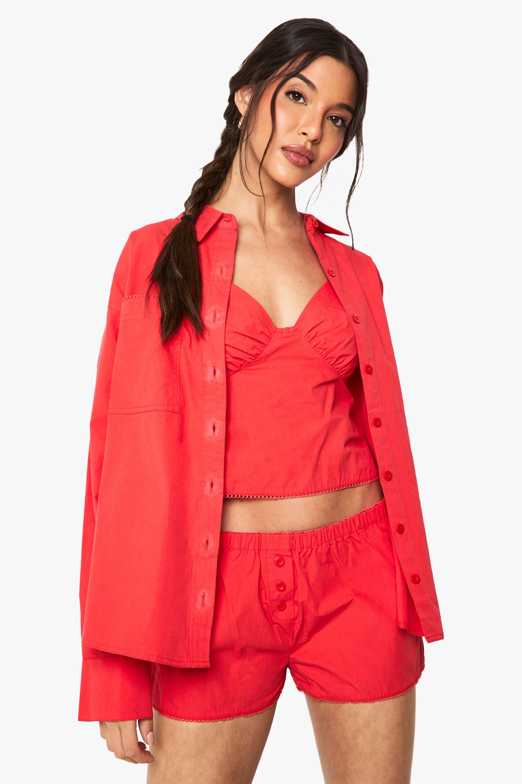 Image of Camicia oversize con tasche, Rosso