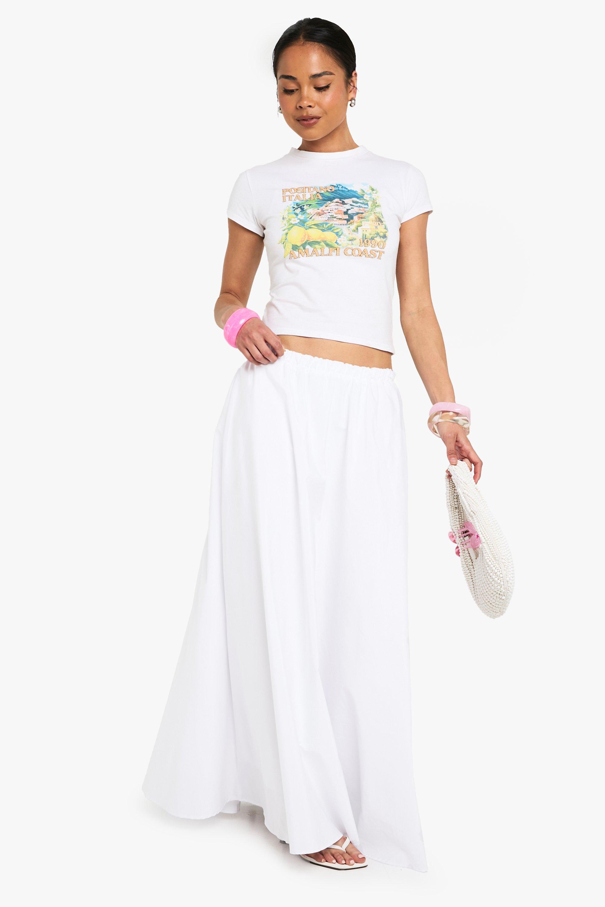 Boohoo Geweven A-Lijn Maxi Rok, White