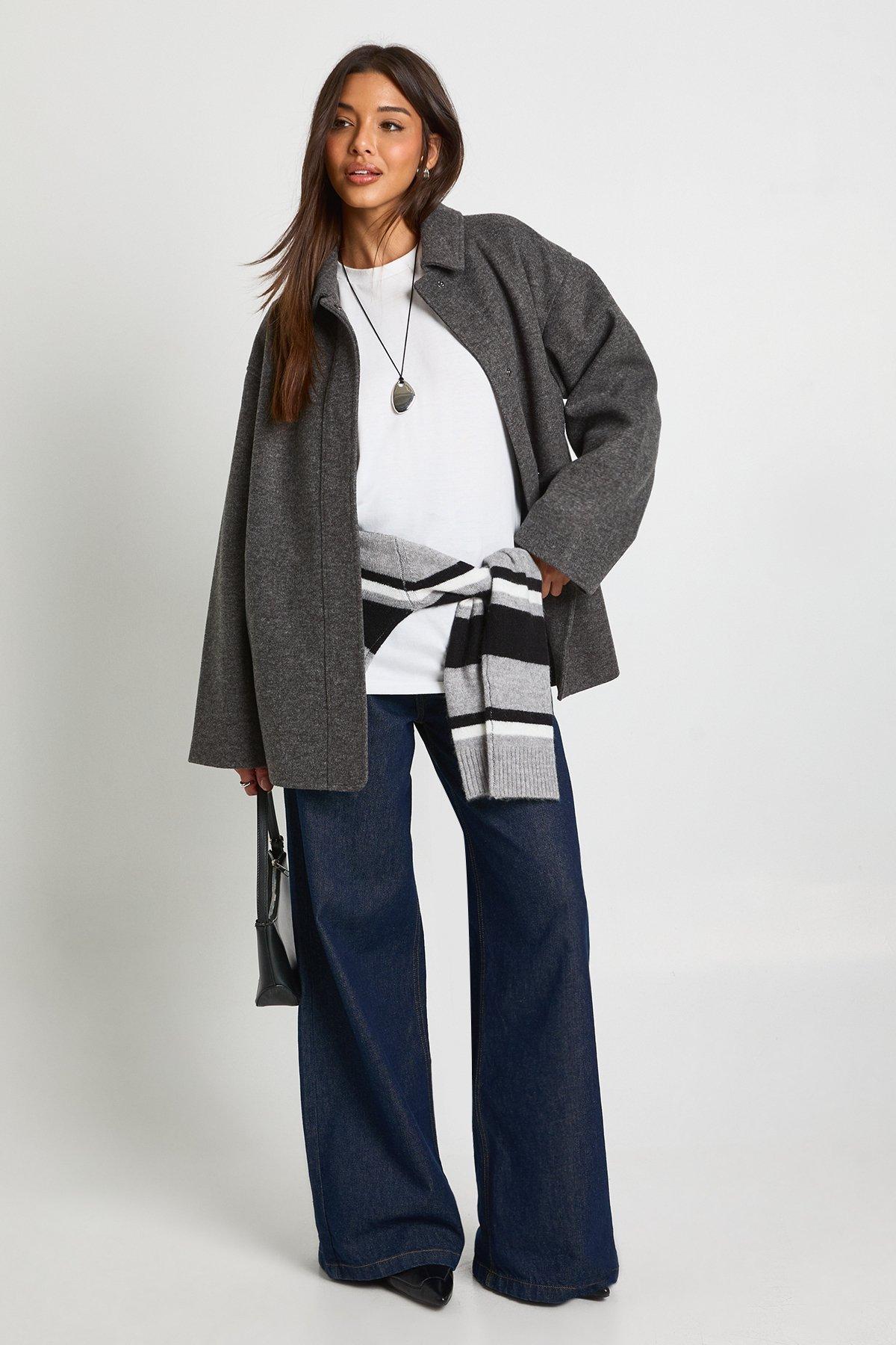 Image of Wool Look Shacket, Grigio