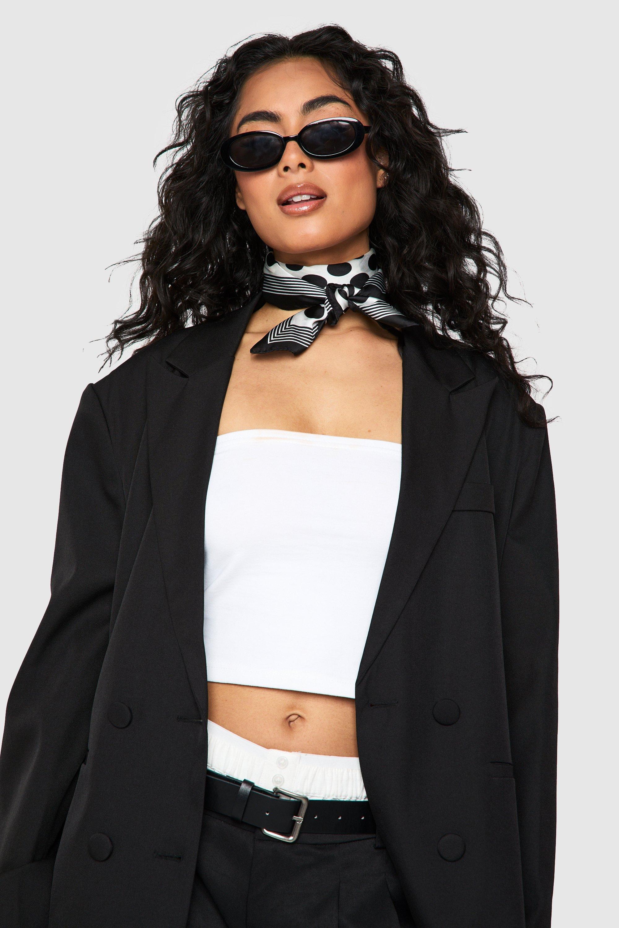 Womens Polka Dot Neck Scarf - White - One Size, White