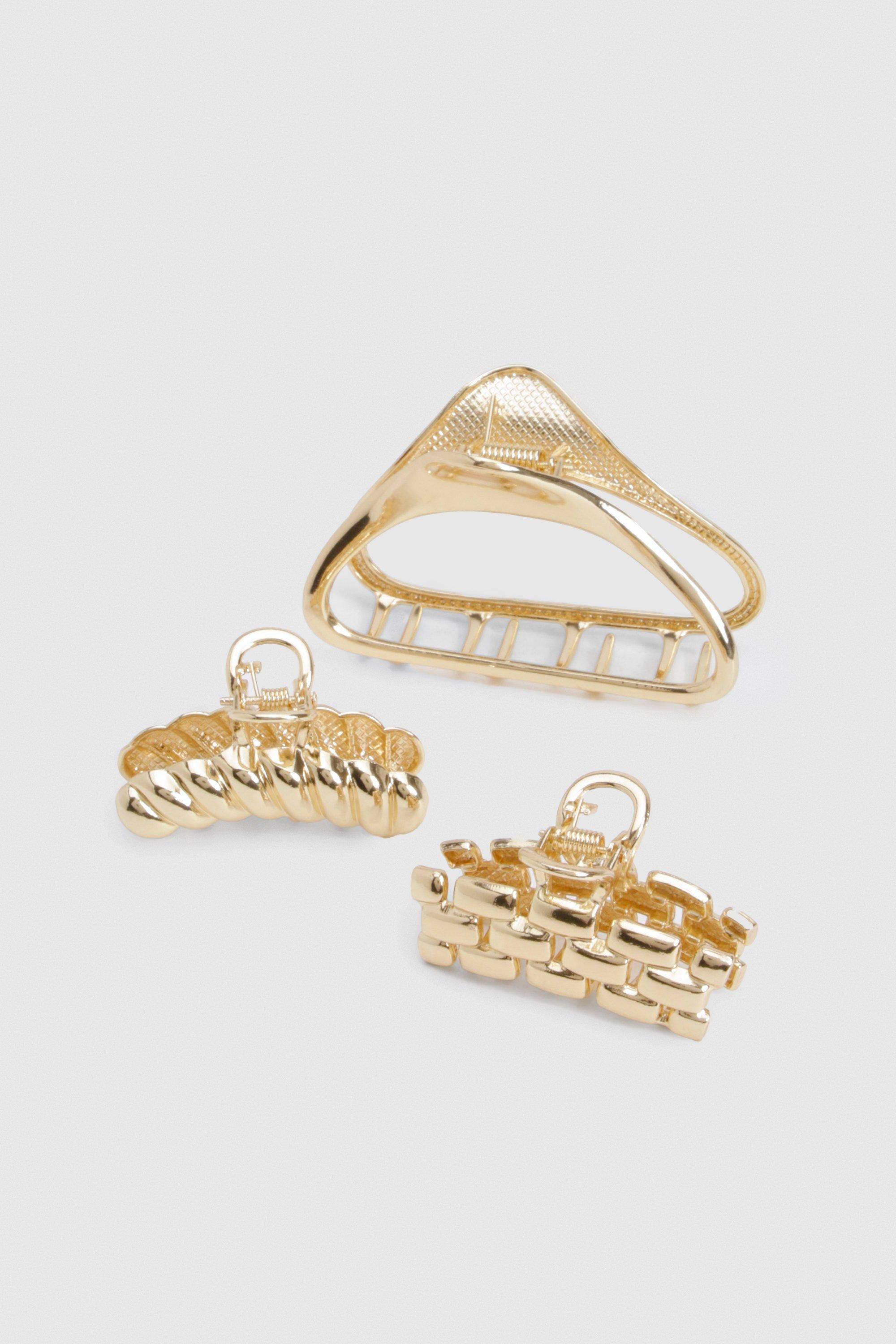 Image of Gold Mini Claw Clip 3 Pack, Metallics