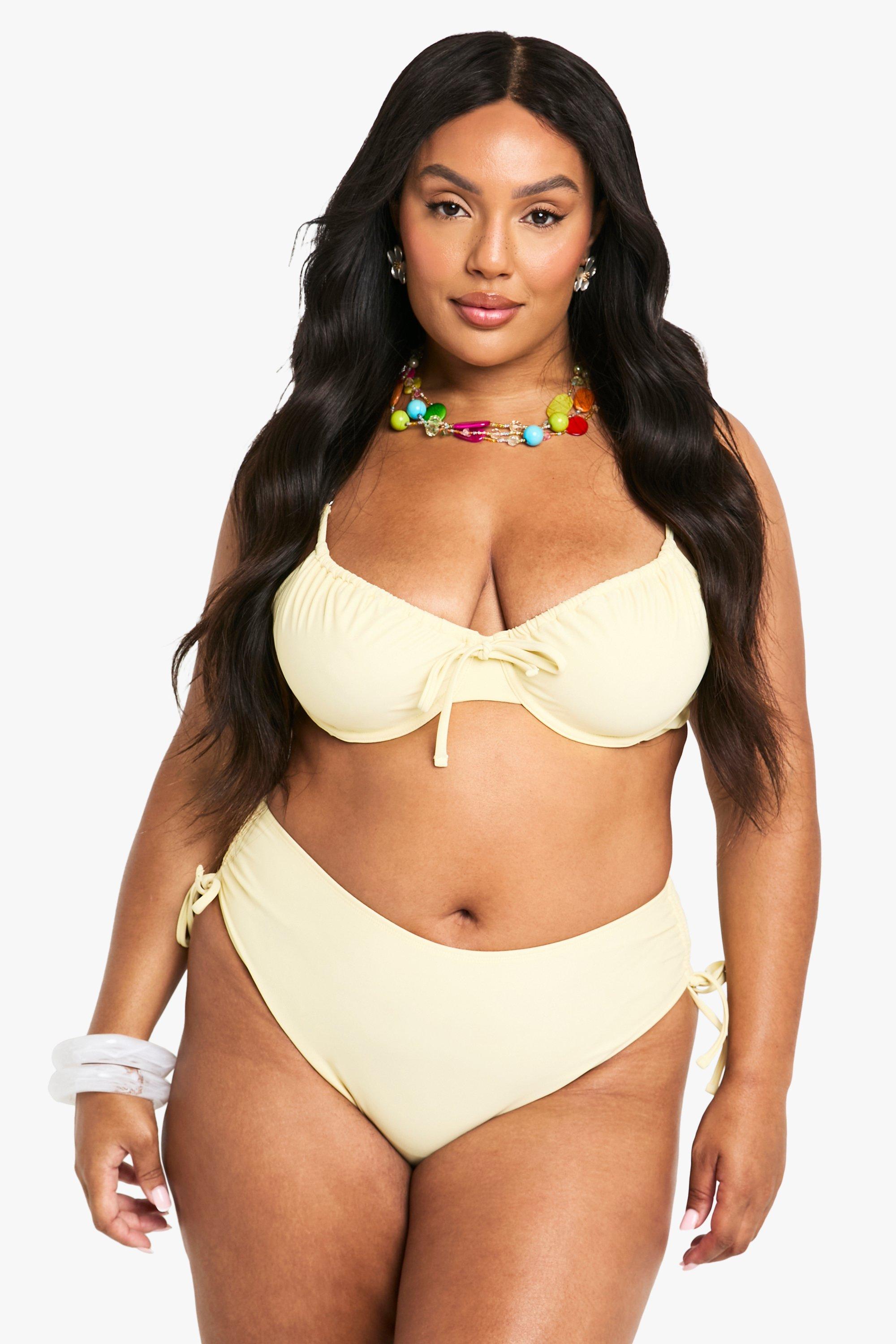 Boohoo Plus Tummy Control High Waist Brief, Lemon