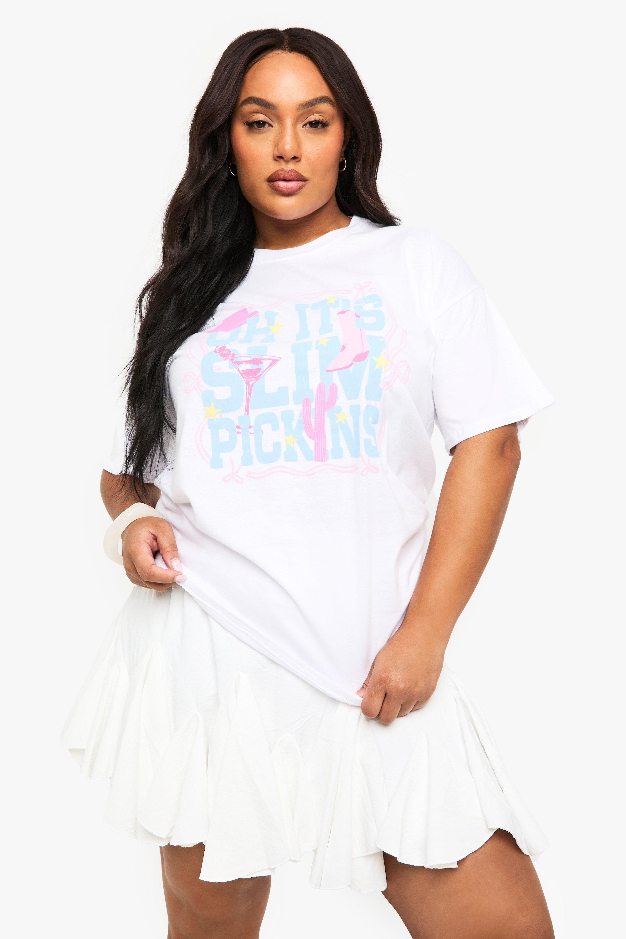 Image of Plus Slim Pickins Oversized T-Shirt, Bianco