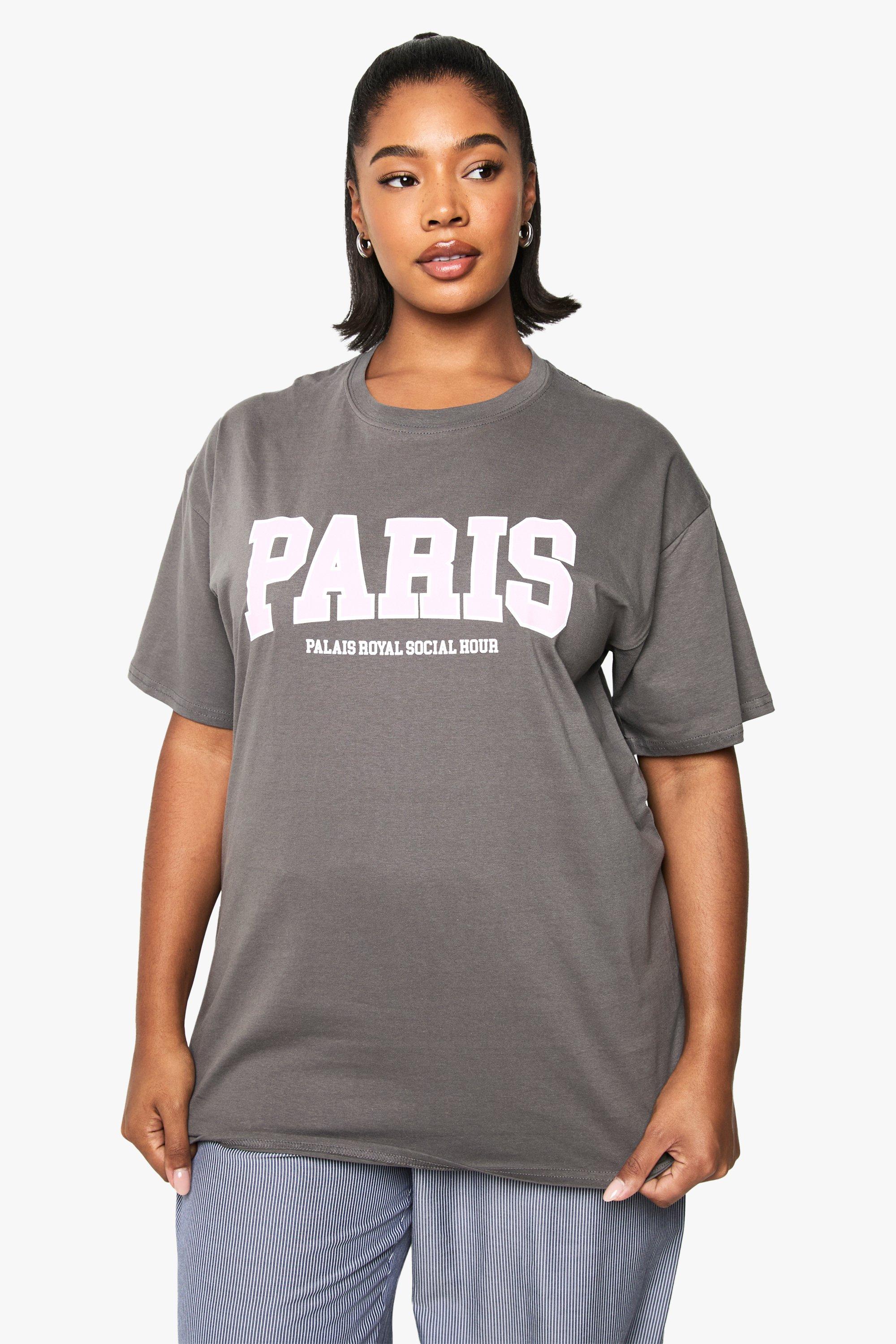 Image of T-SHIRT PLUS OVERSIZE PARIS, Grigio