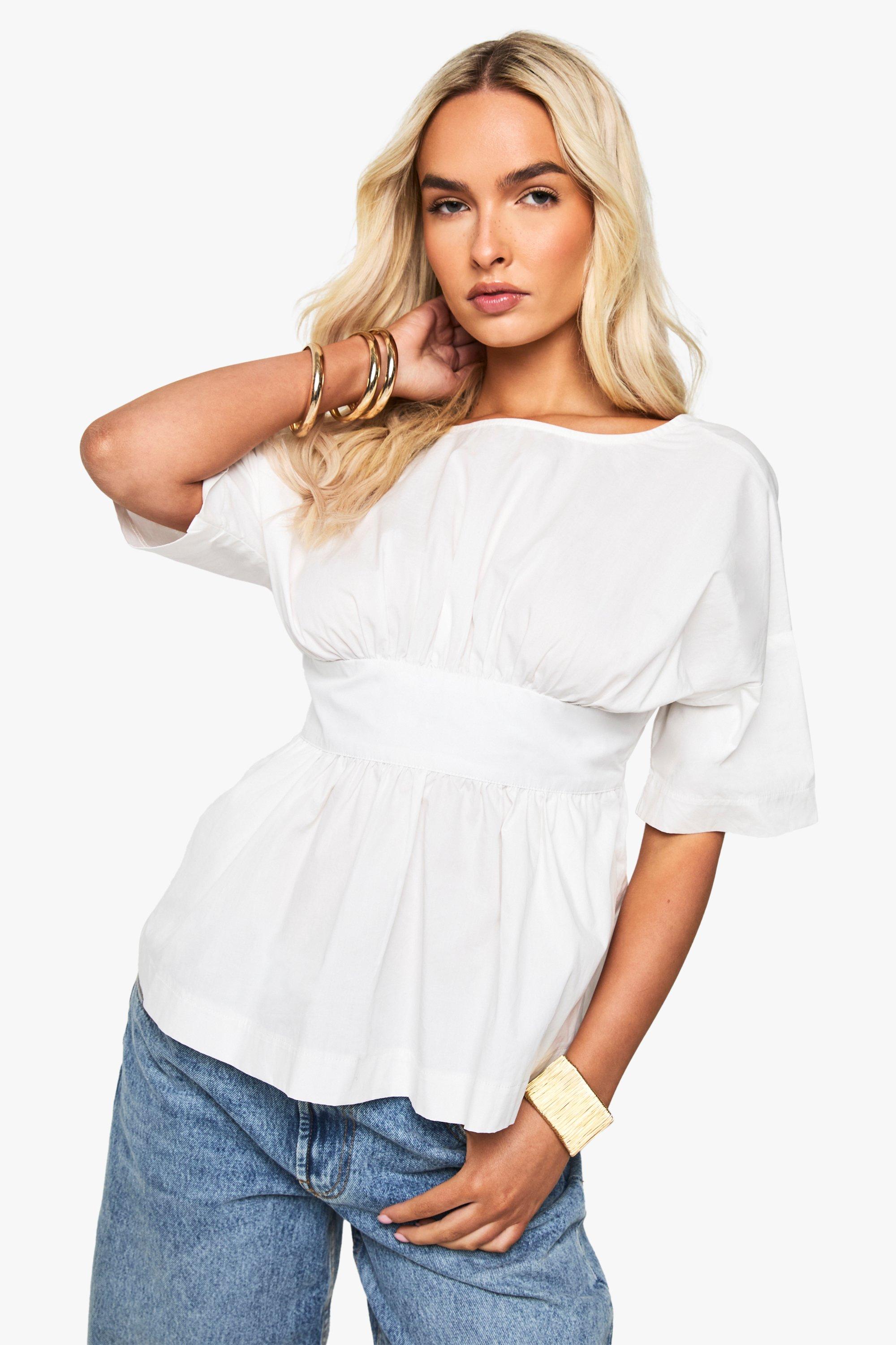 Image of Poplin Tie Back Smock, Bianco