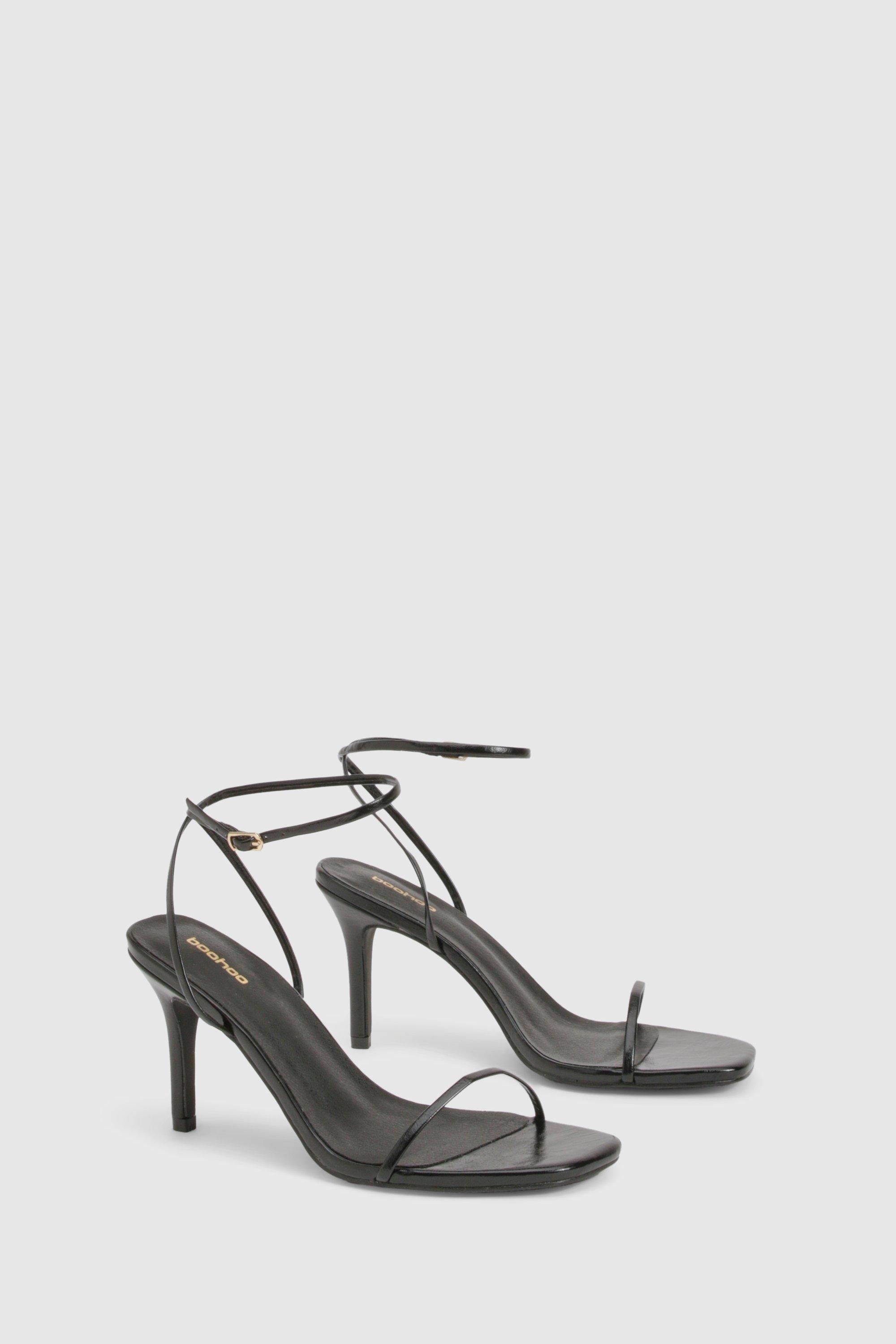 Image of Wide Fit Barely There Low Stiletto Heels, Nero