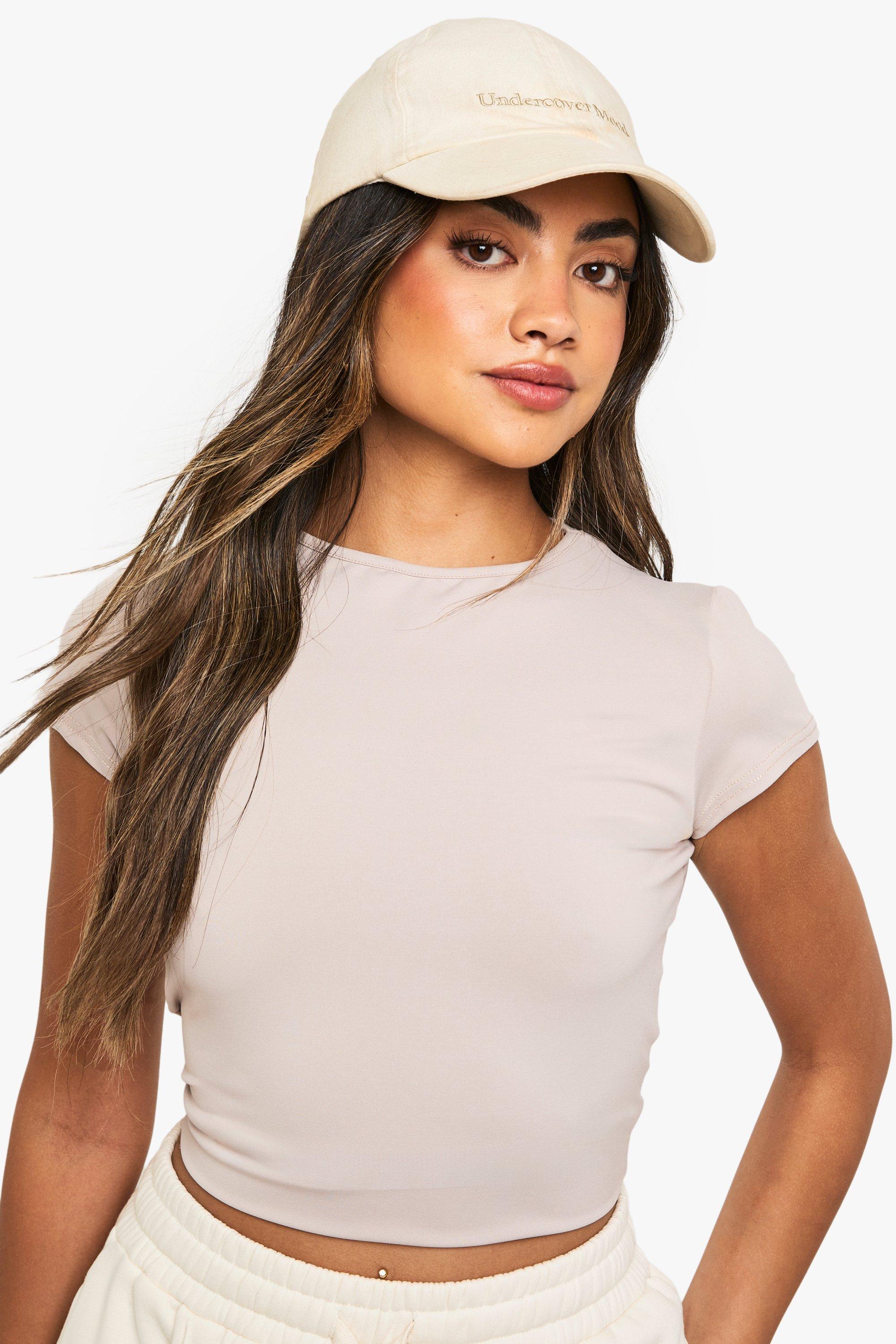Boohoo Soft Slinky Cap Sleeve Crew Neck Top, Stone