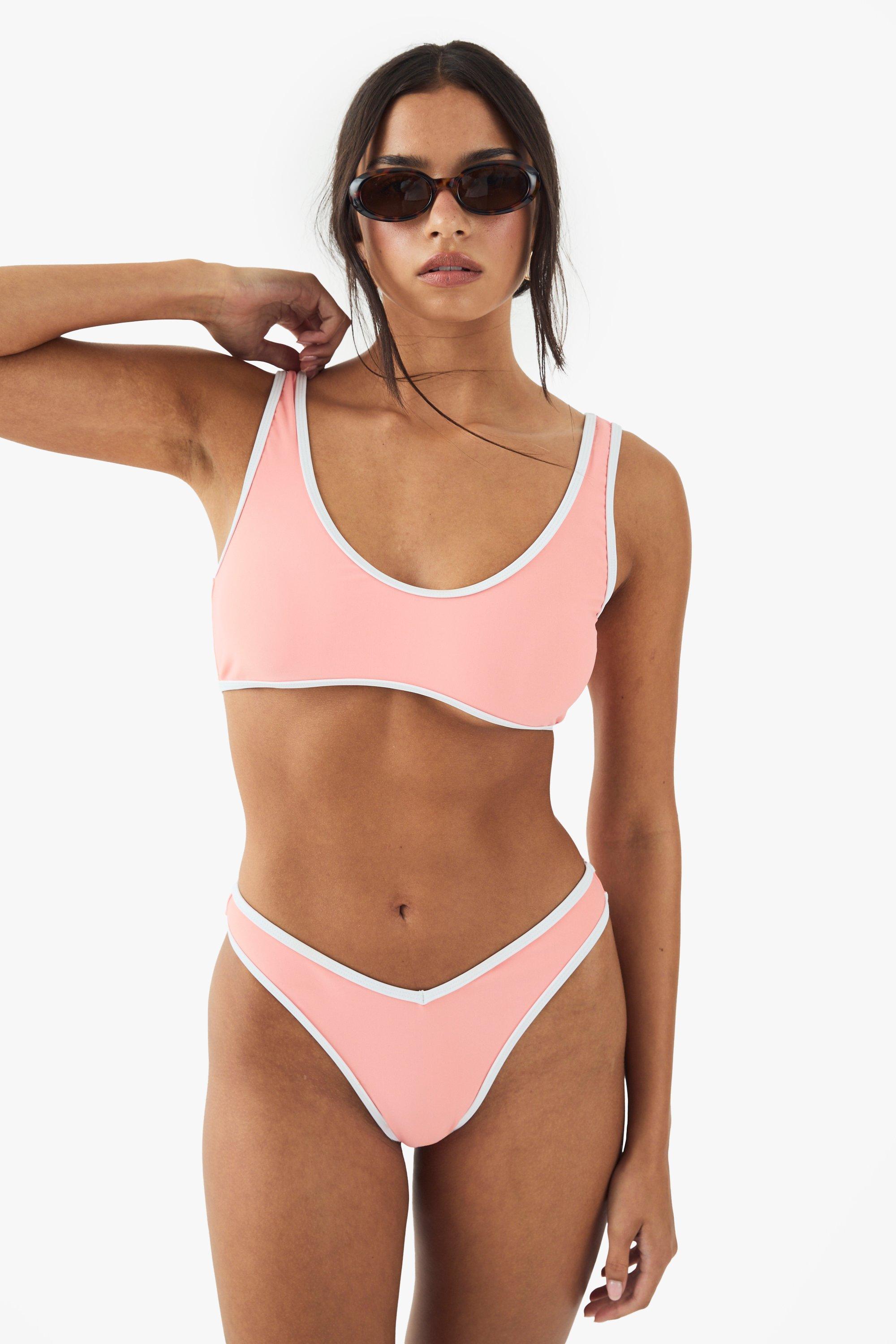 Boohoo Dsgn Studio Sports Scoop Neck Bikini Top, Coral