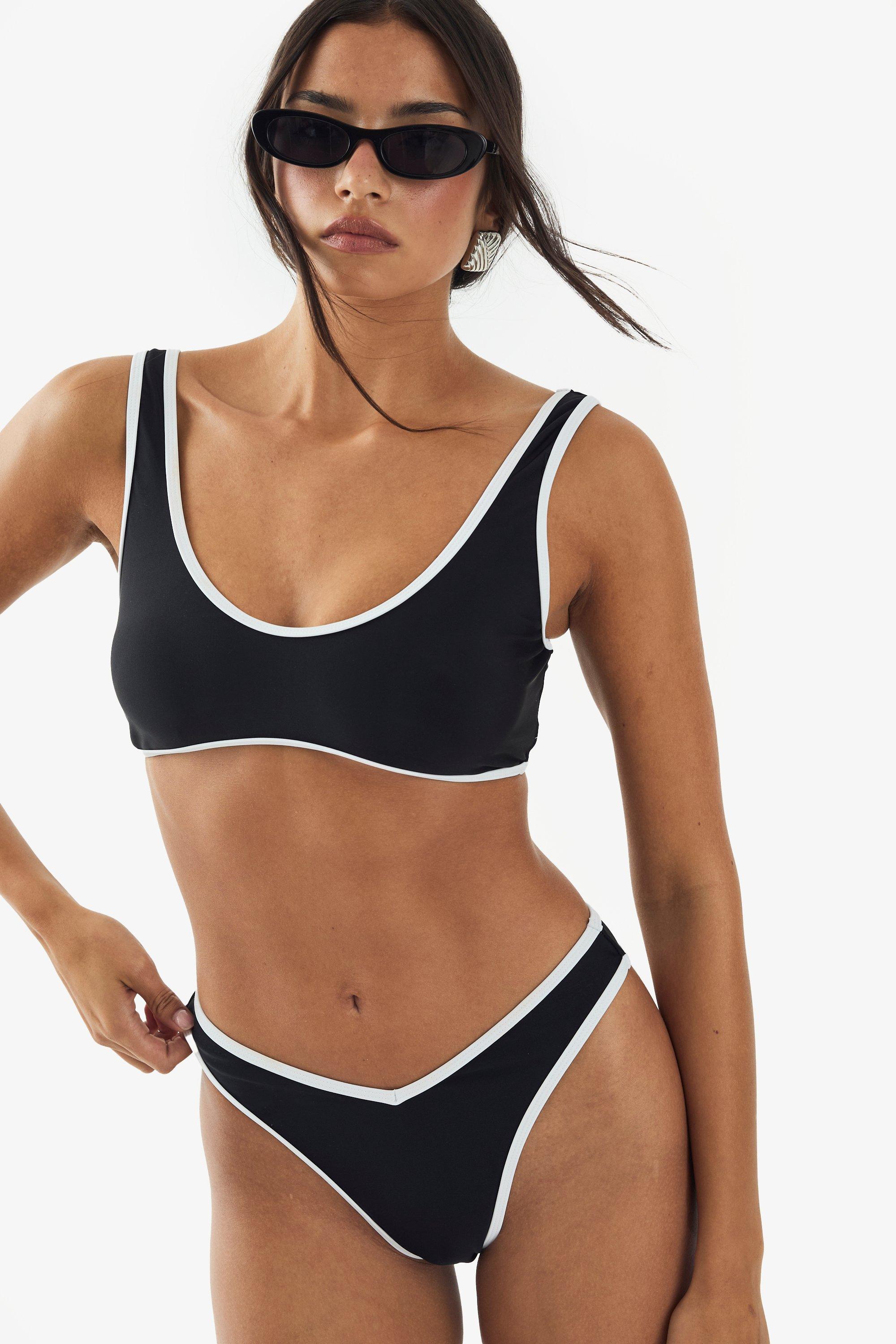 Boohoo Dsgn Studio Sports Scoop Neck Bikini Top, Black