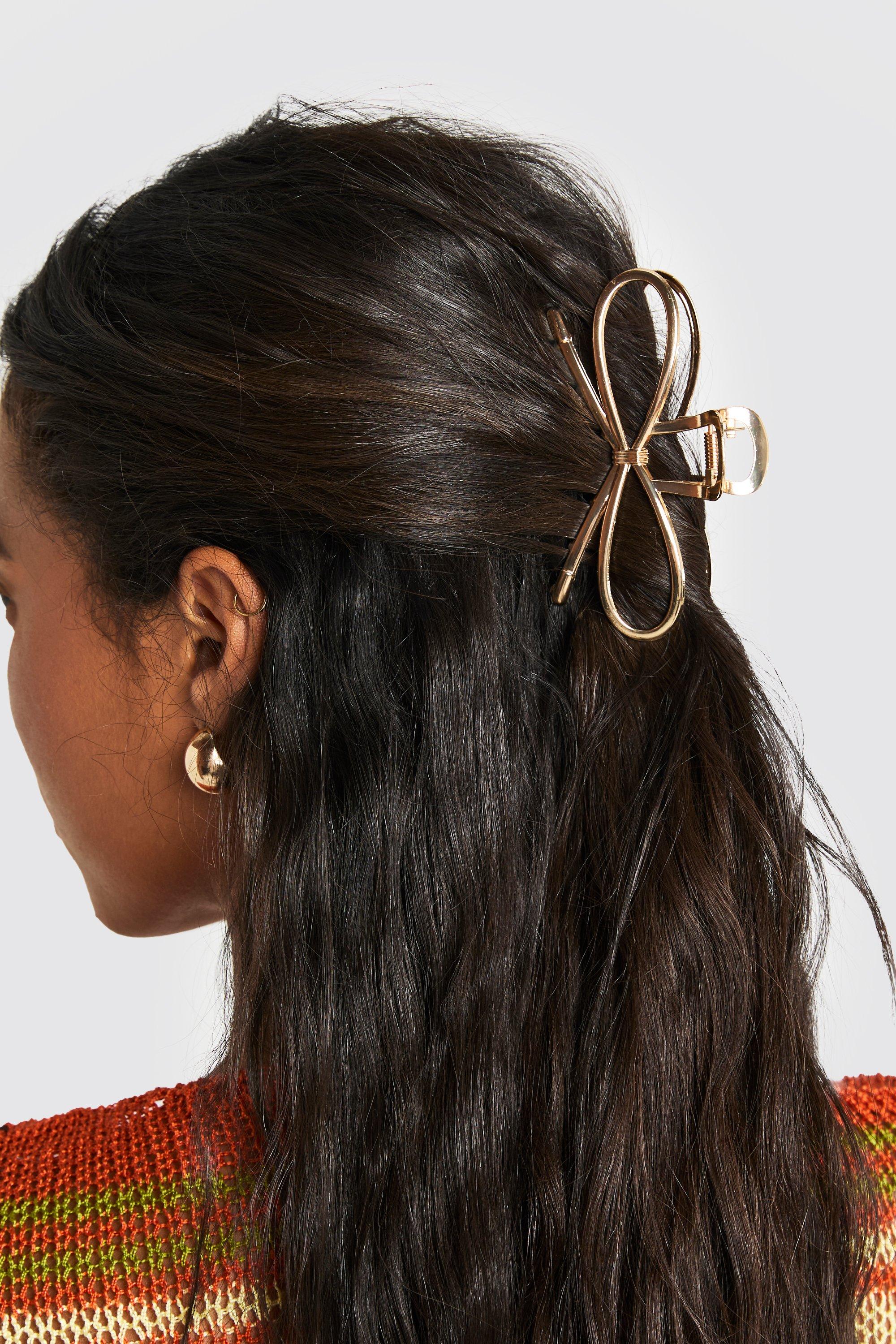 Image of Large Bow Detail Claw Clip, Metallics