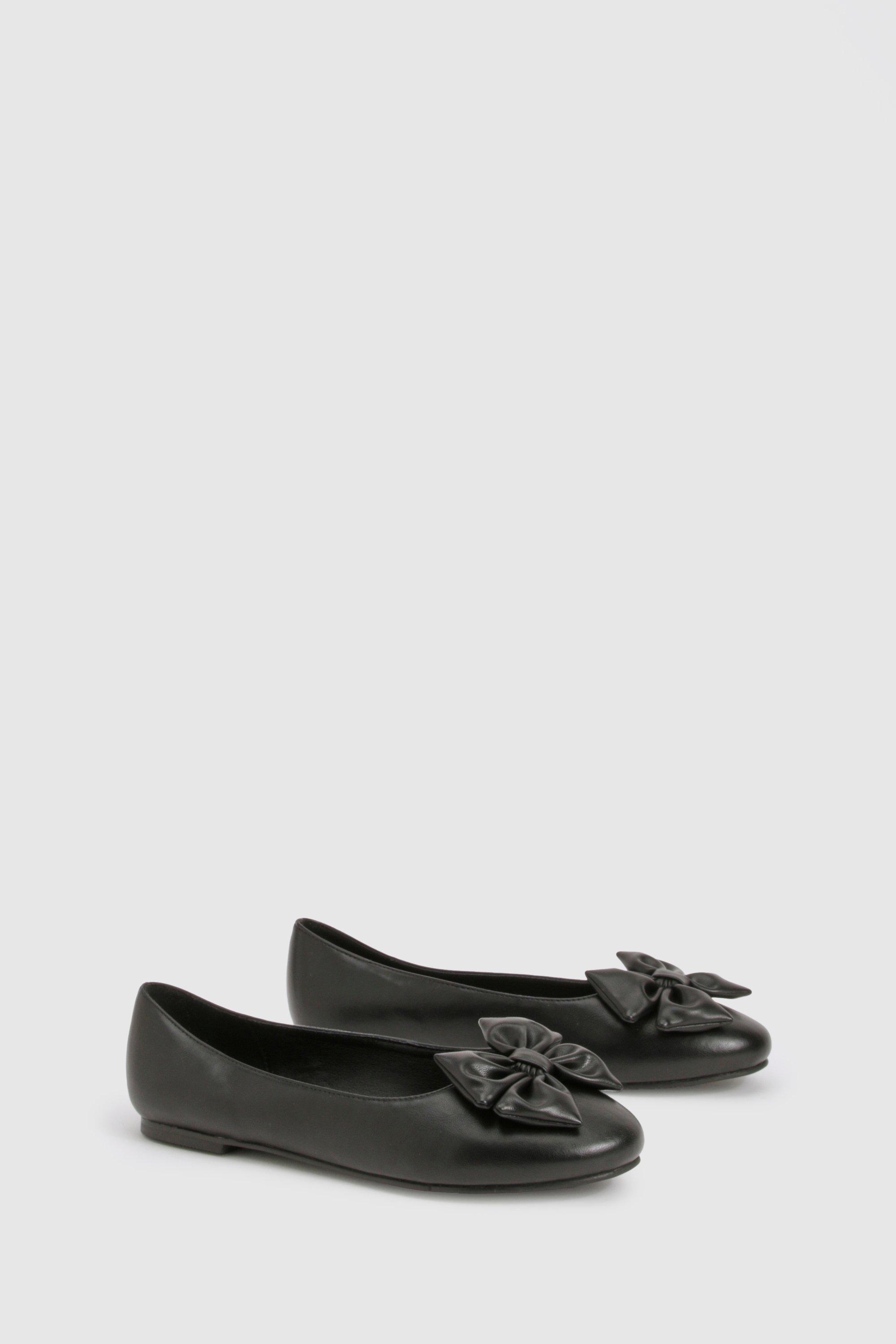 Image of Wide Fit Bow Ballet Flats, Nero